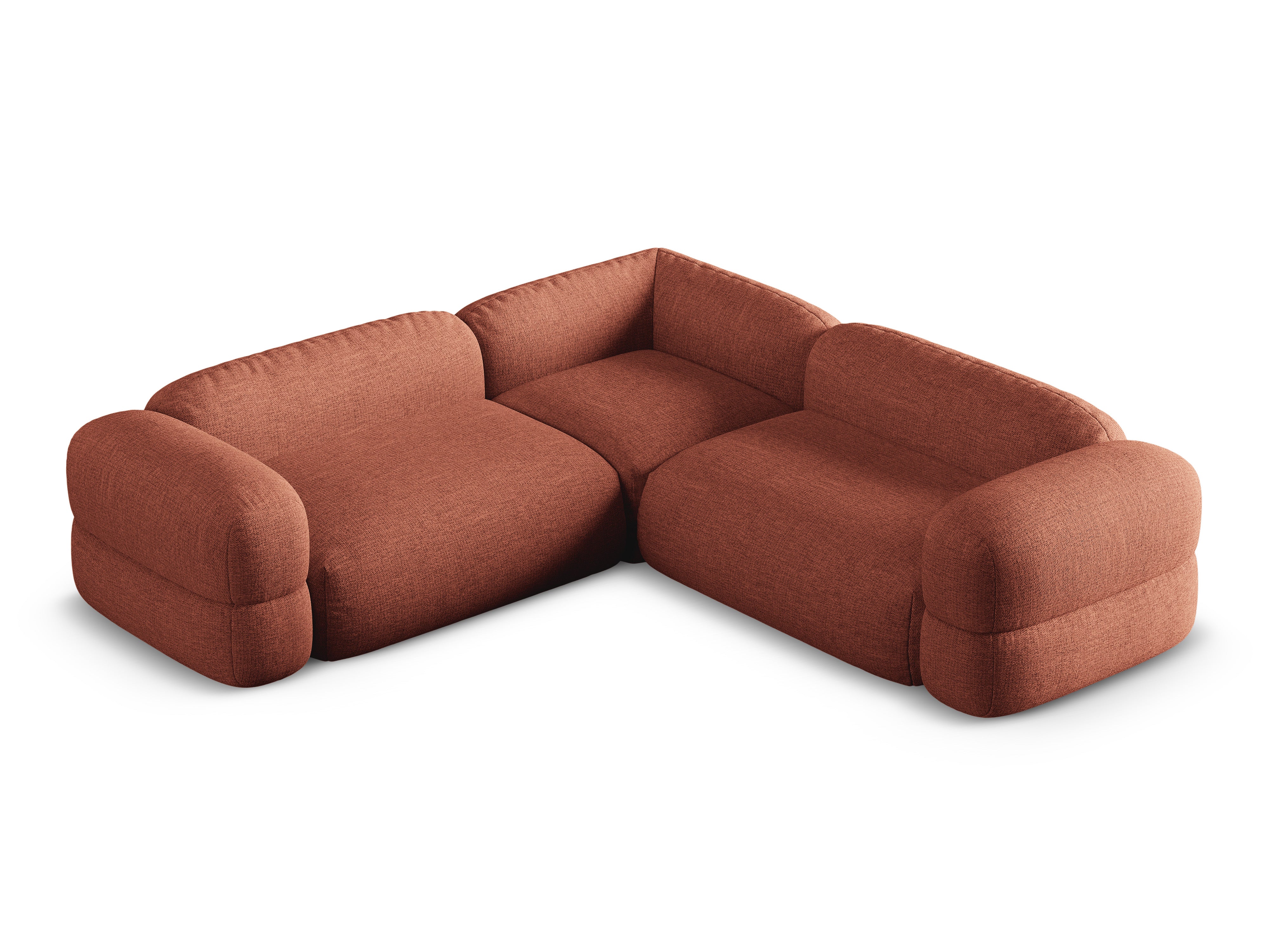 Symmetrische hoekbank ROGER koraalkleurig chenille