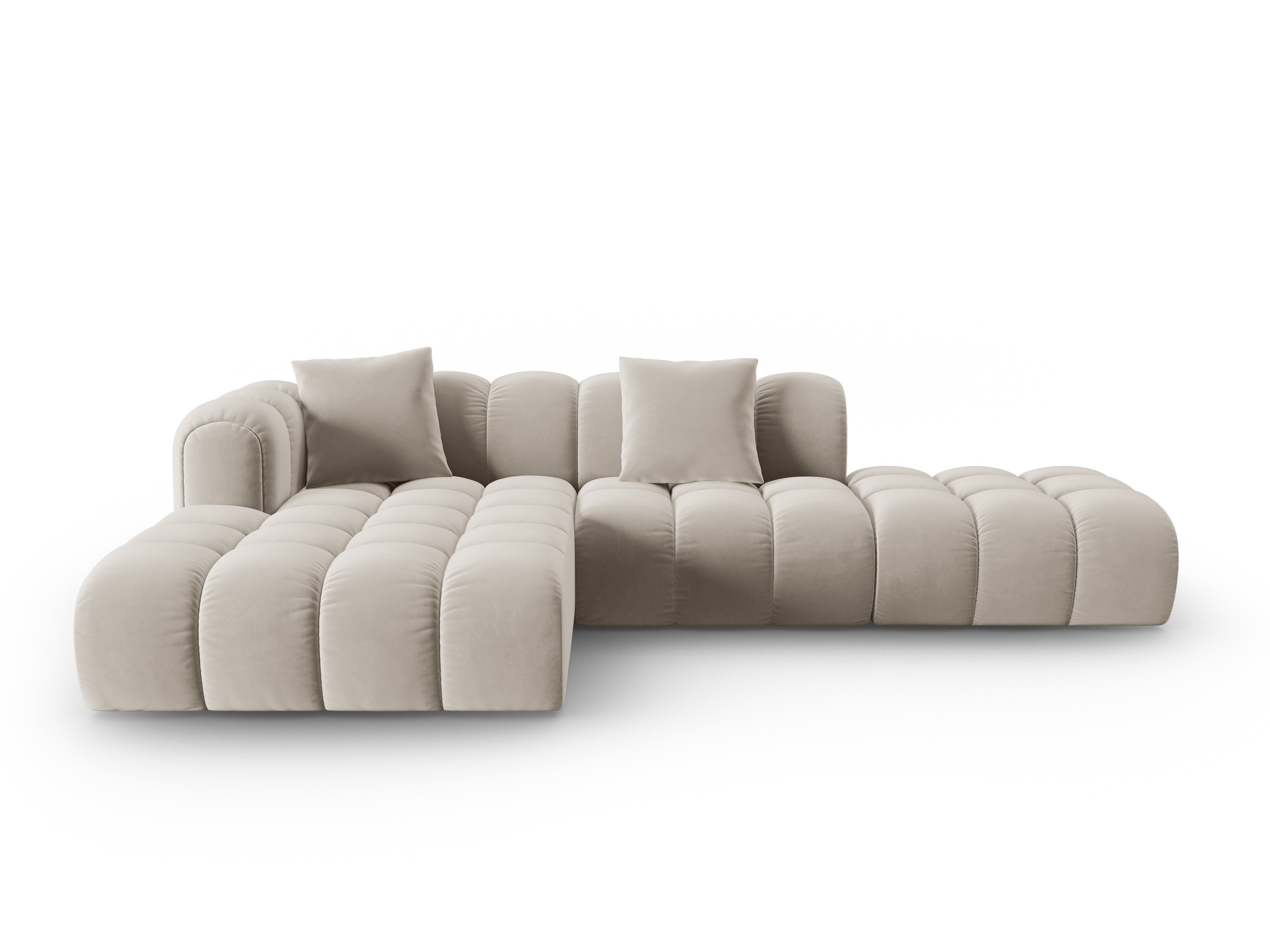 Open Left-Arm Velvet Corner Sofa ASTRO Ecru