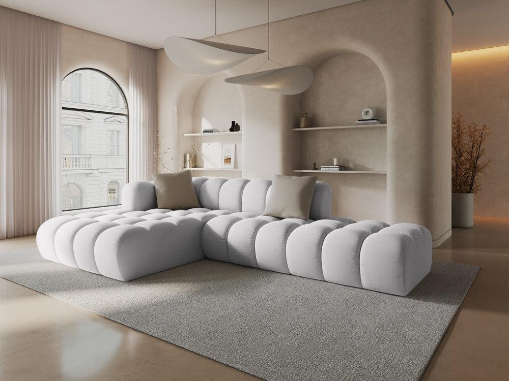 Narożnik aksamitny 5-osobowy lewostronny HALLEY srebrny Windsor & Co Eye on Design