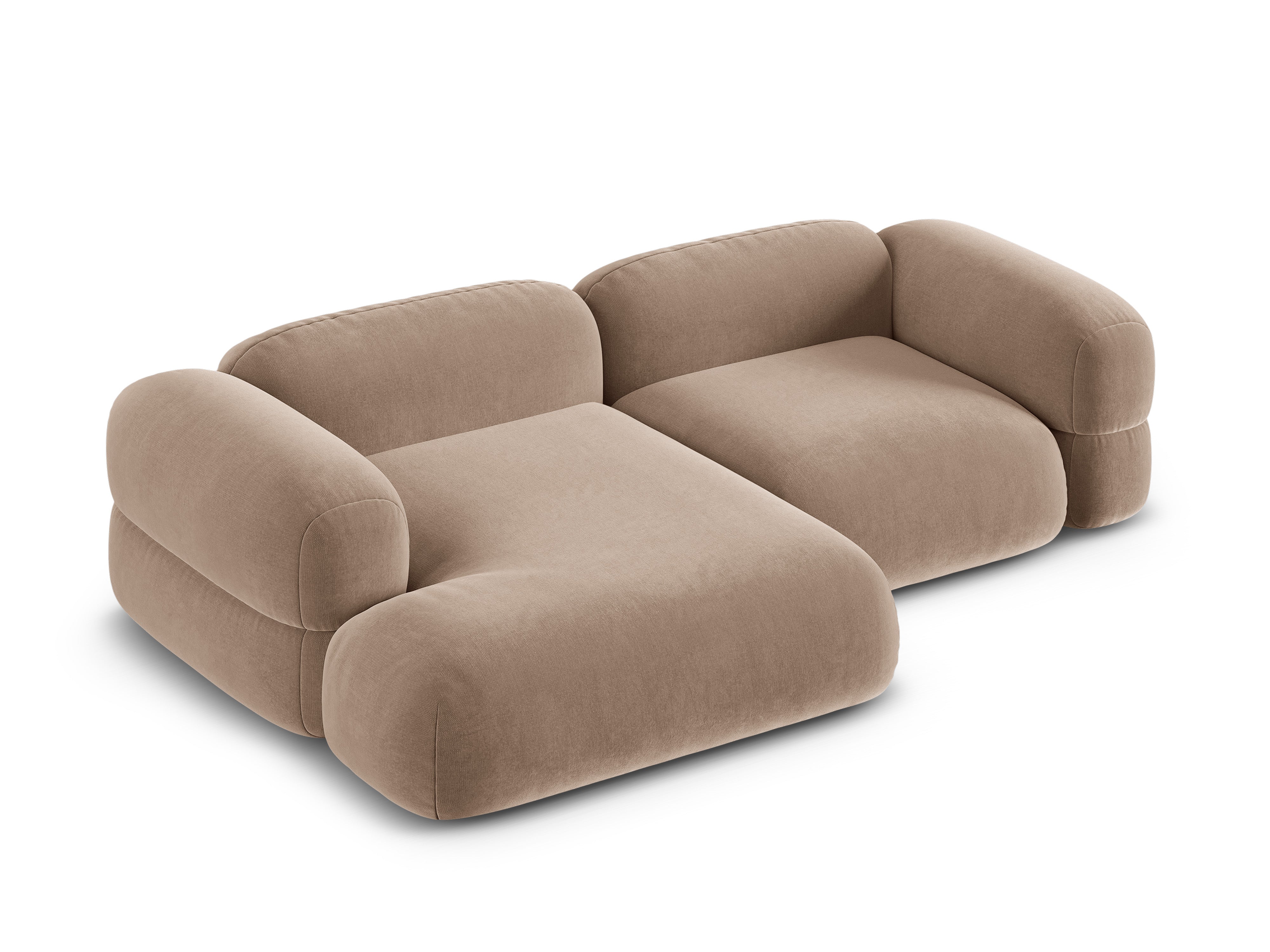 Left-facing velvet corner sofa ROGER in dark beige