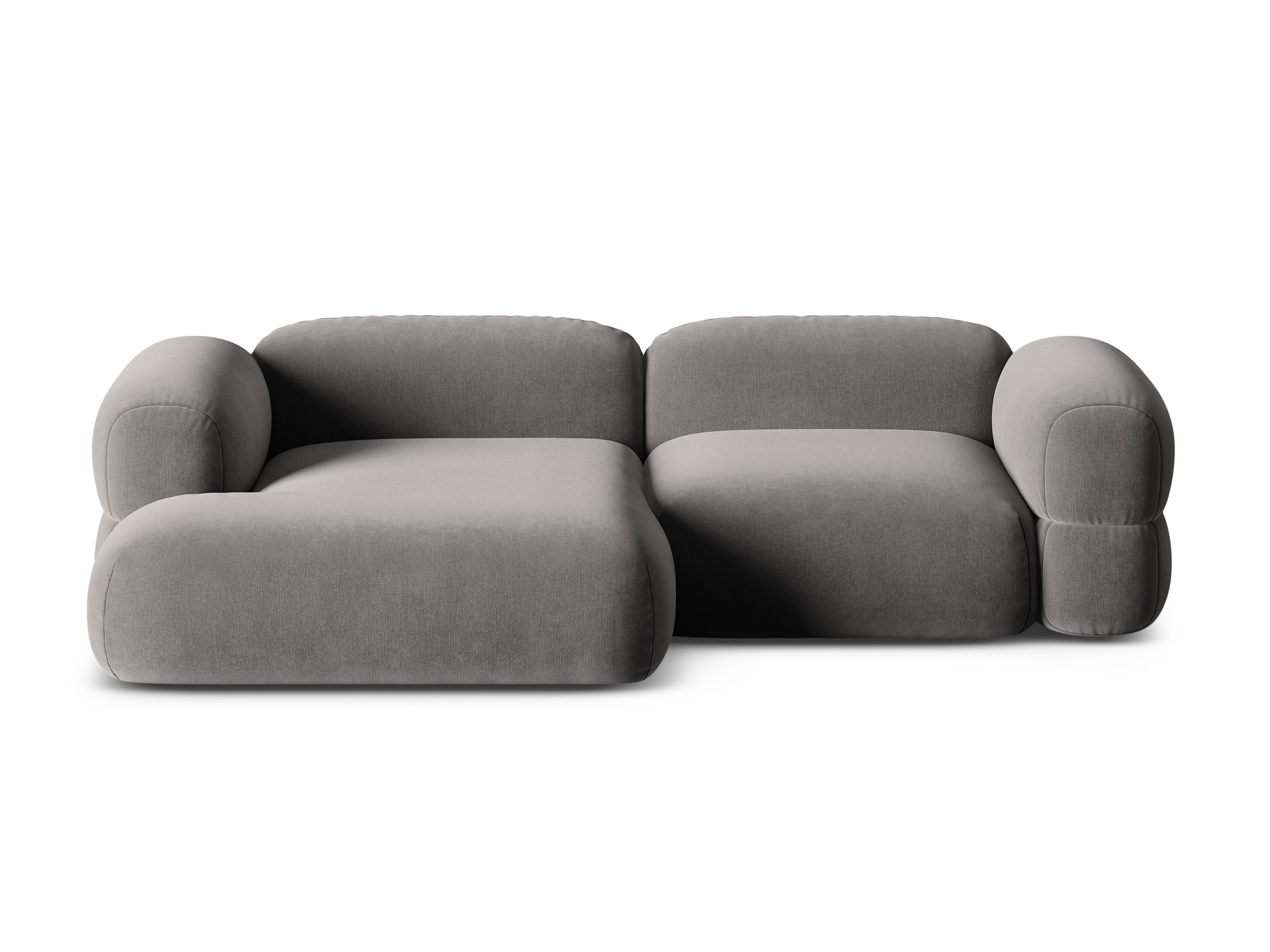 Grijze linkszijdige fluwelen hoekbank ROGER