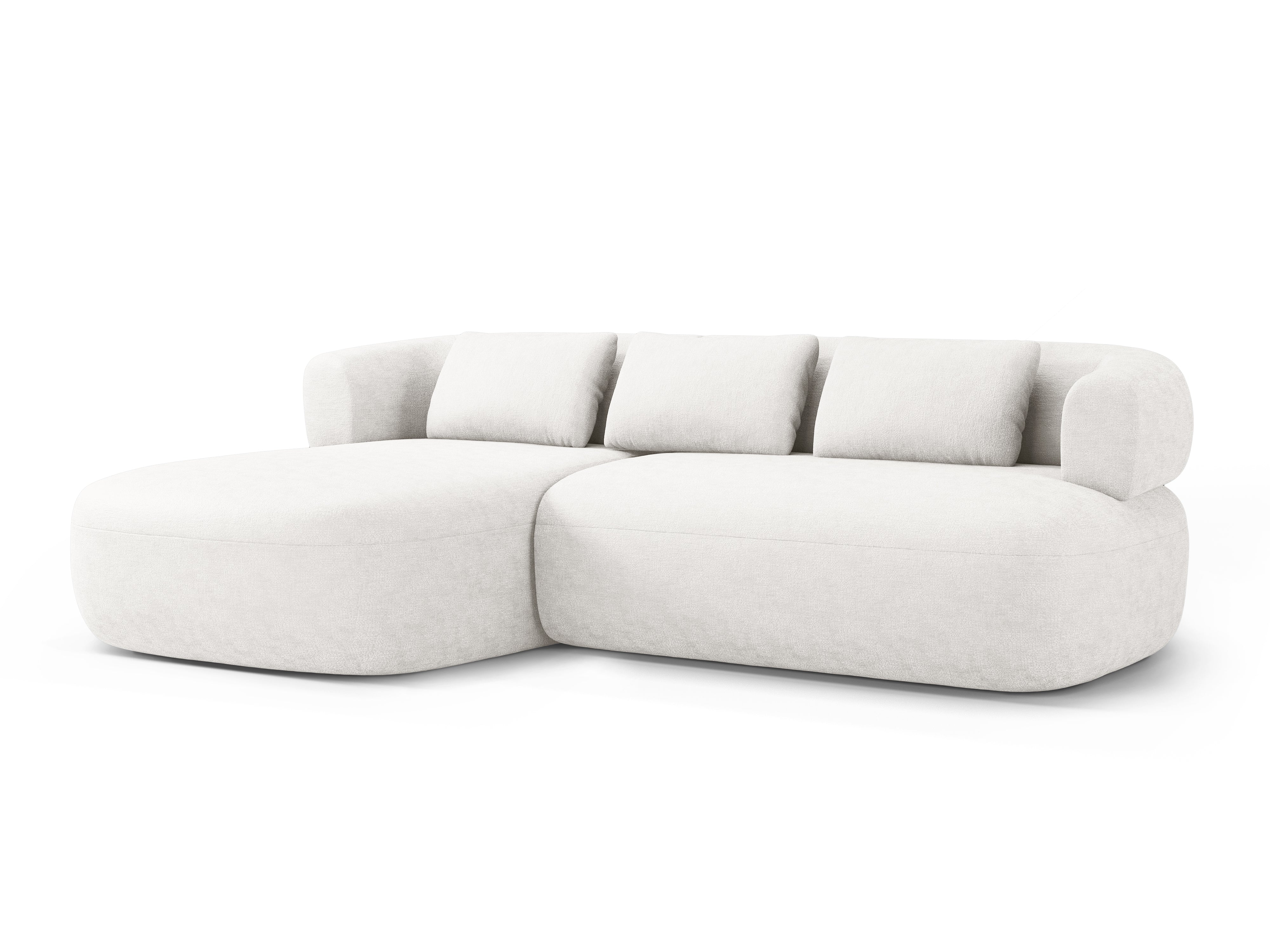 Driepersoons linkerhoekbank ALDRIN lichtbeige chenille