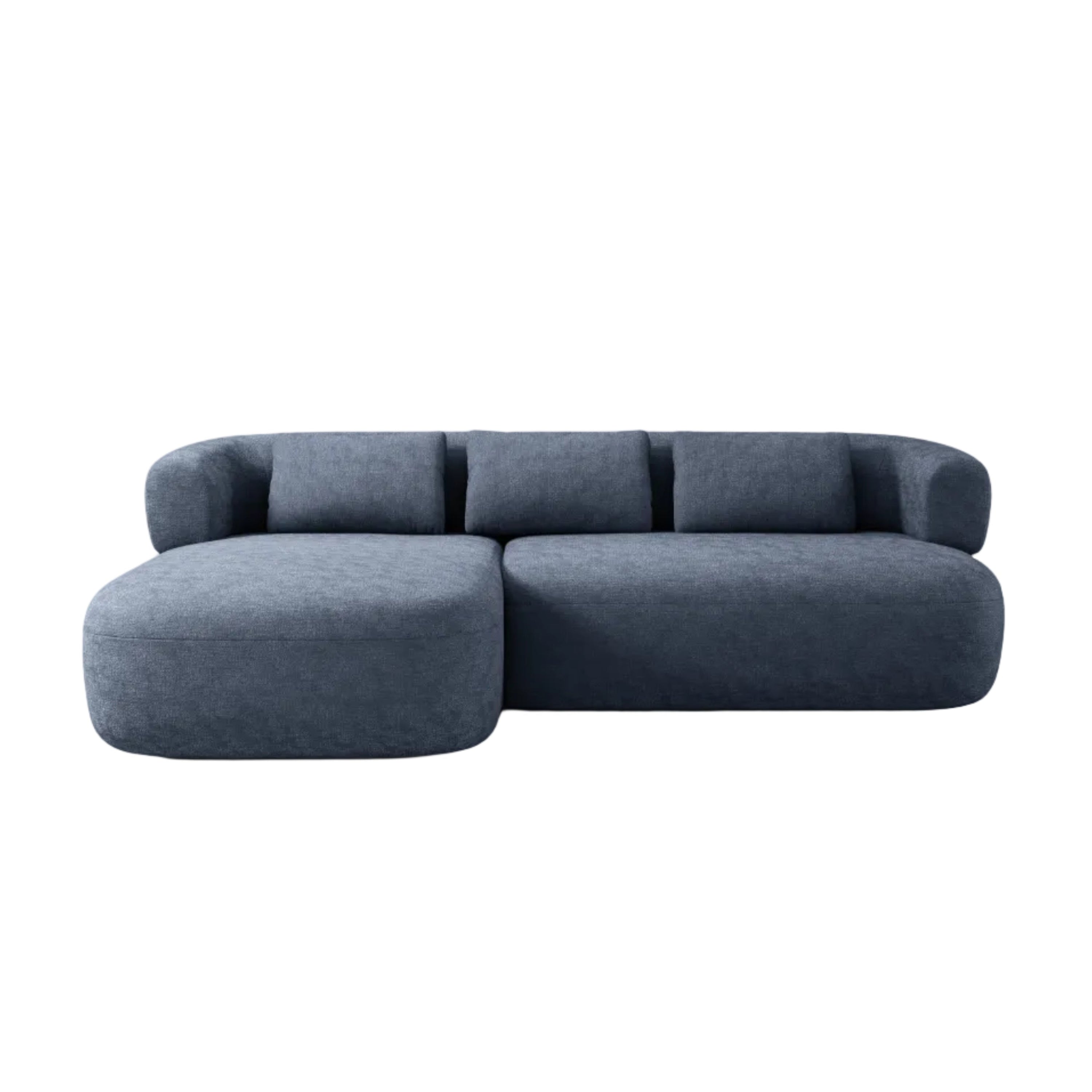 Driepersoons linkerhoekbank ALDRIN in marineblauwe chenille
