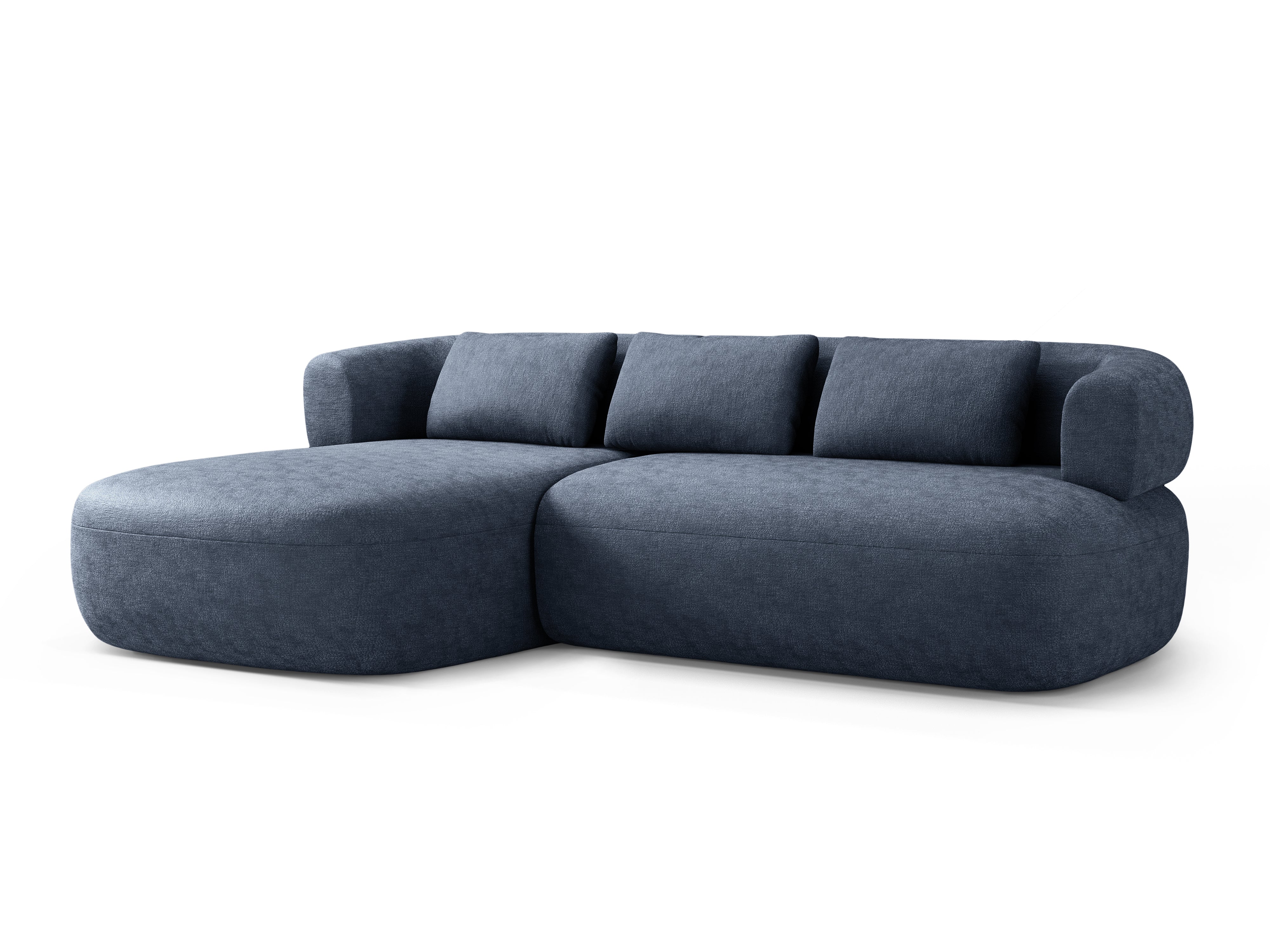 Driepersoons linkerhoekbank ALDRIN in marineblauwe chenille