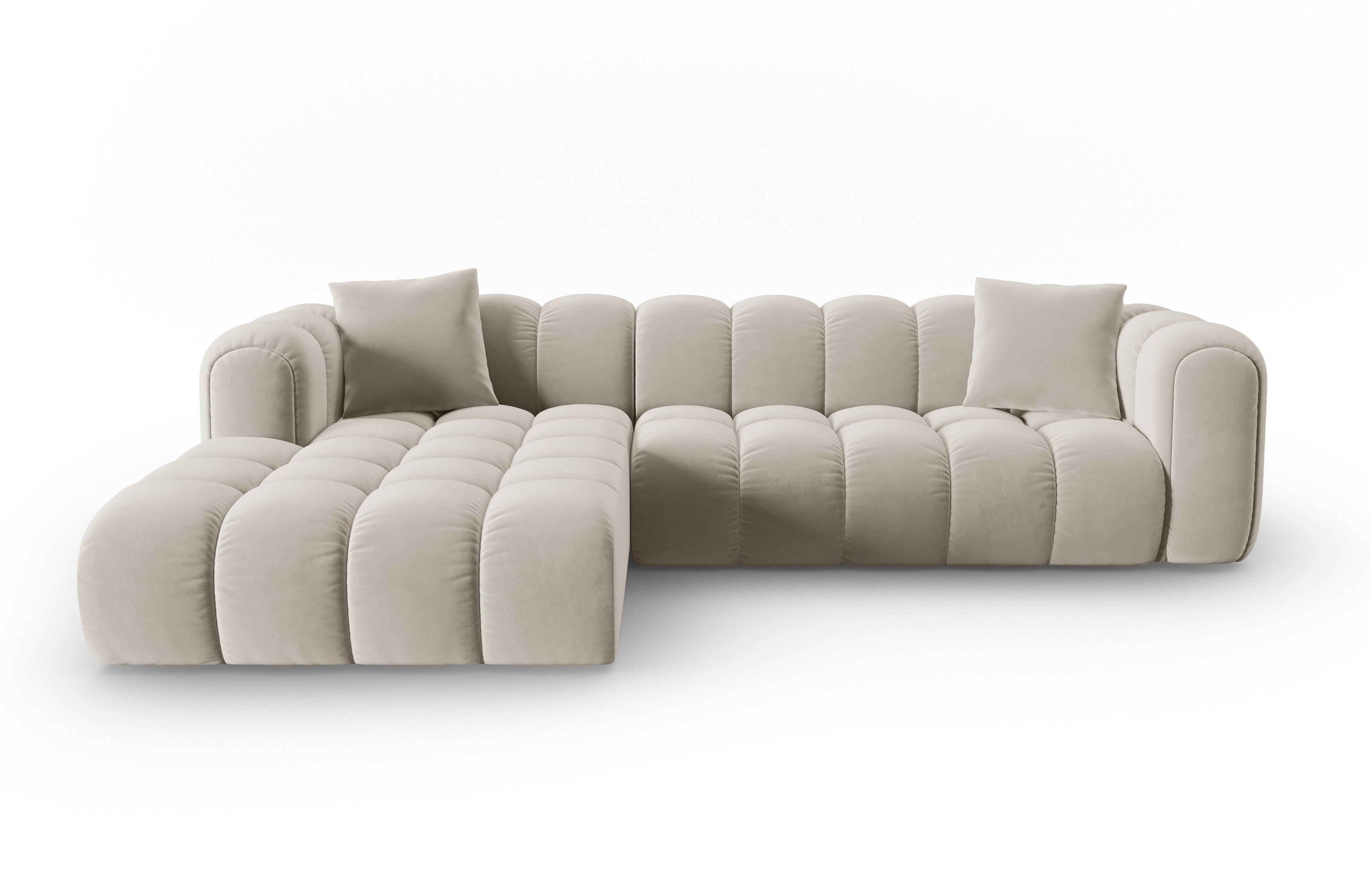 Velvet corner sofa for 4 people, left-sided ASTRO ecru