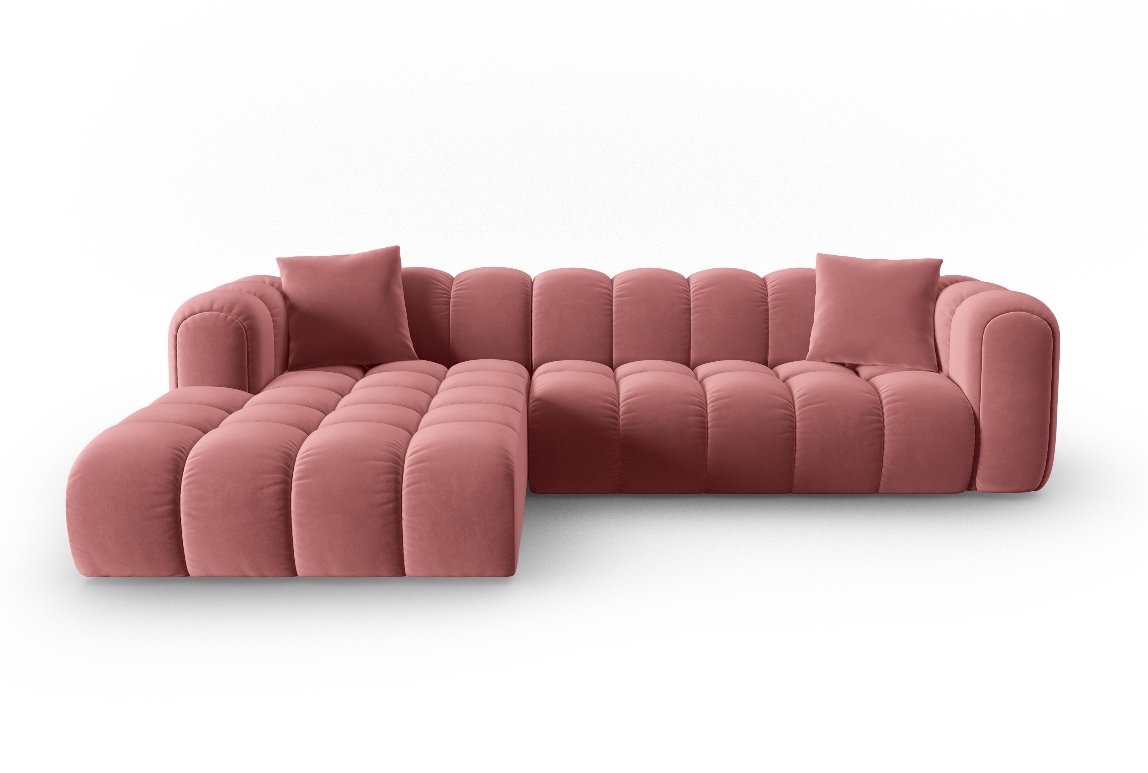 Velvet corner sofa for 4 people, left-sided, ASTRO, pink