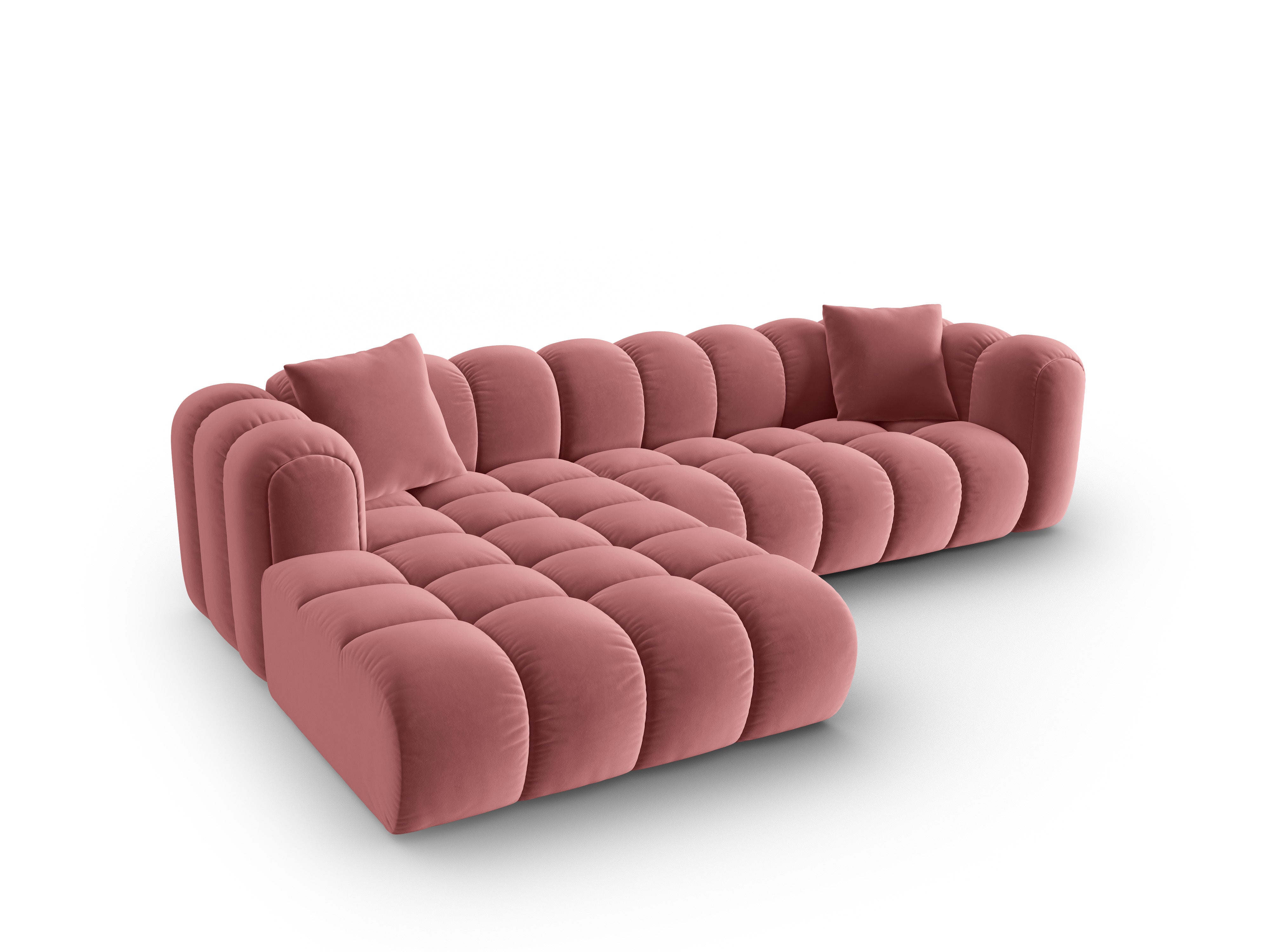 Velvet corner sofa for 4 people, left-sided, ASTRO, pink