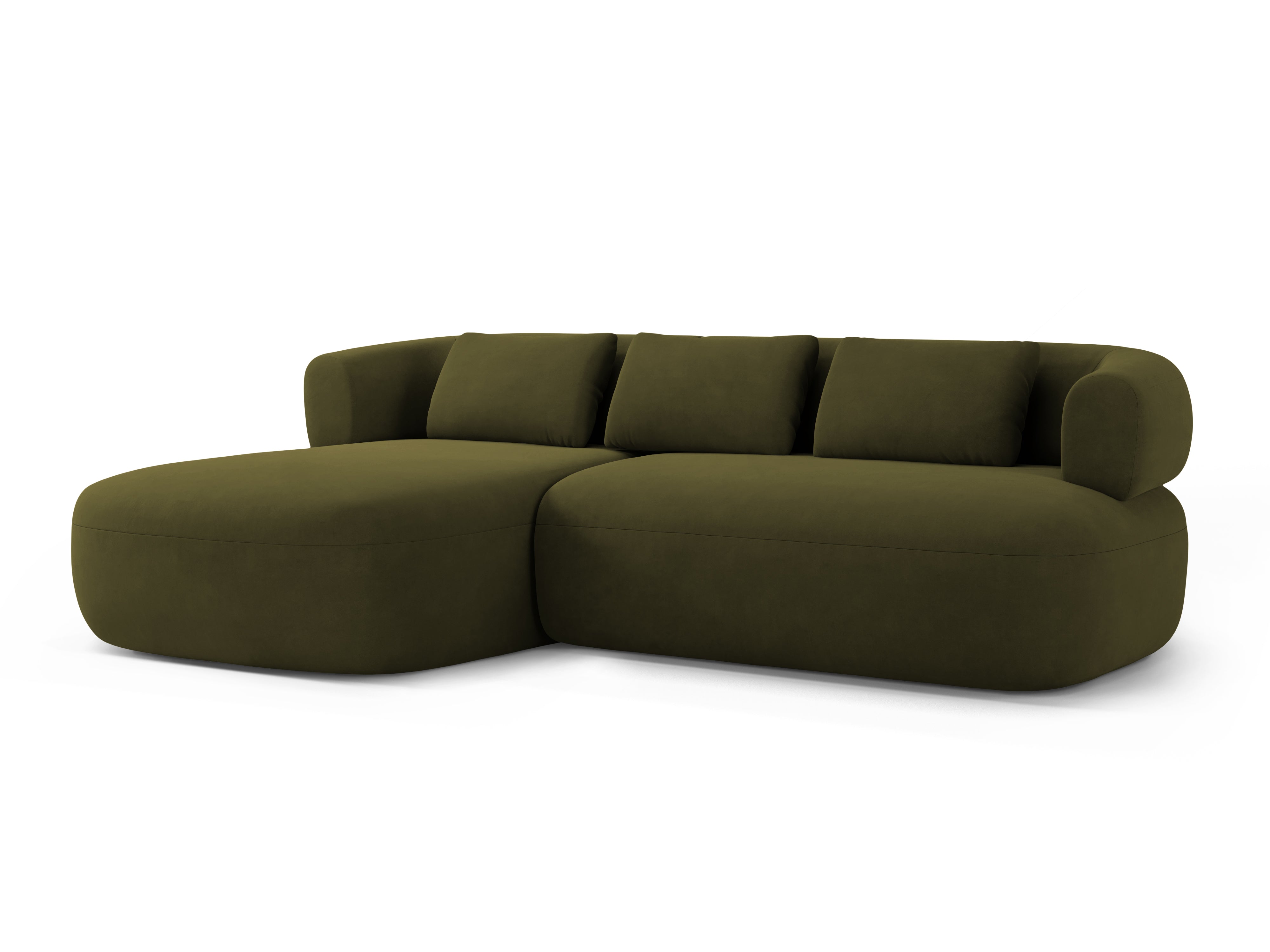 Groene ALDRIN 3-zits fluwelen hoekbank links