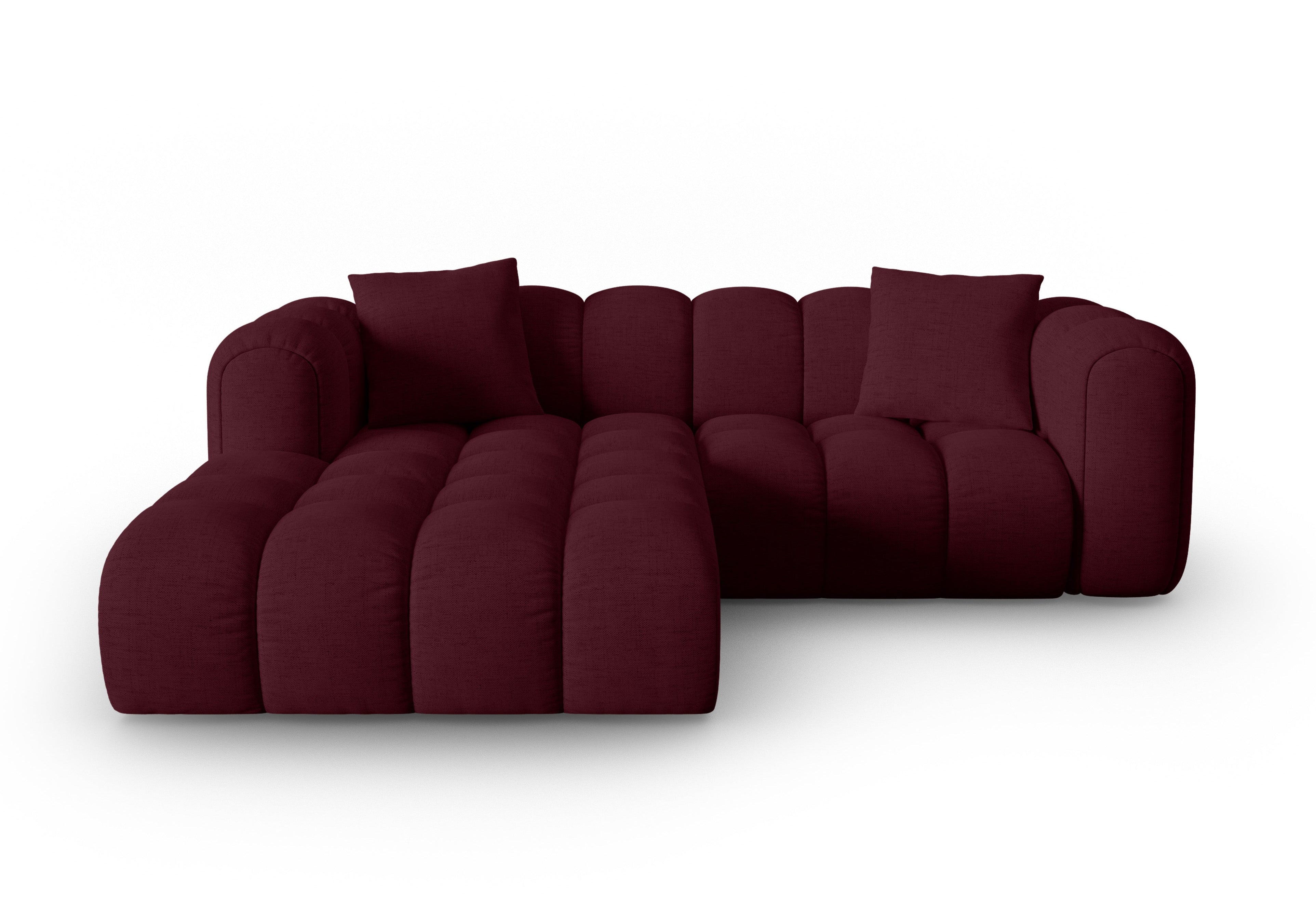 Left-facing 3-seater corner sofa ASTRO burgundy chenille