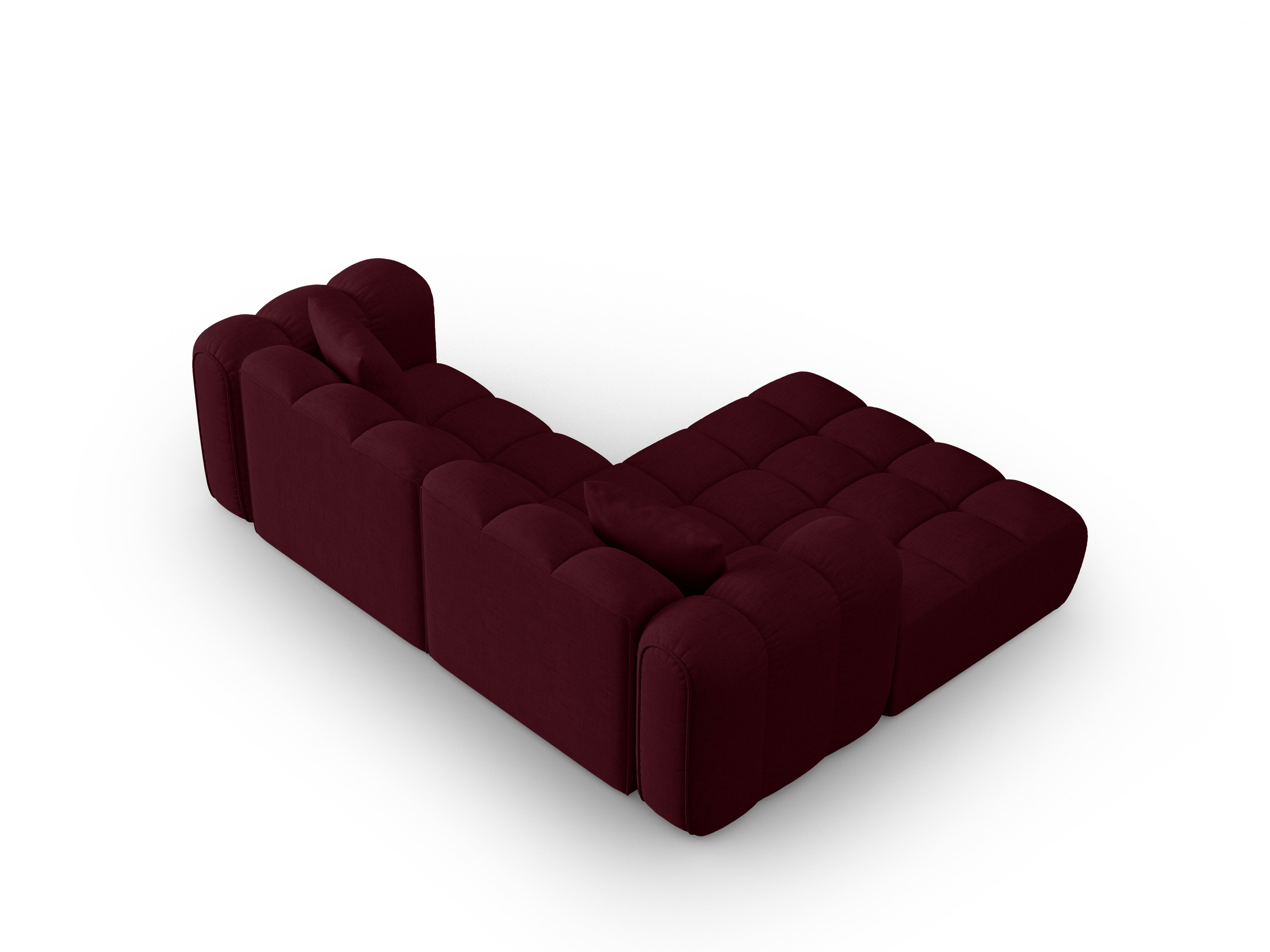 Left-facing 3-seater corner sofa ASTRO burgundy chenille