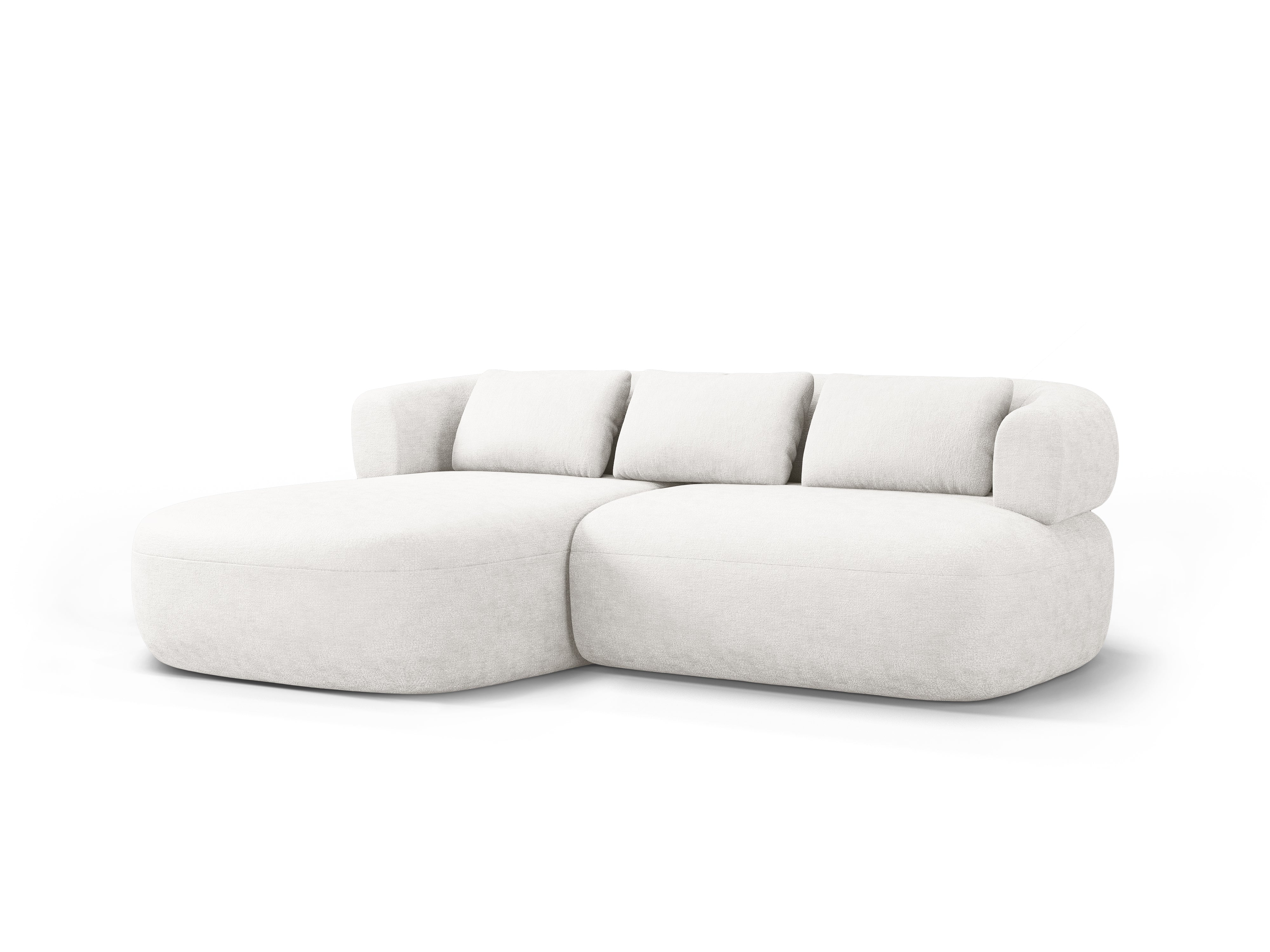 Links 2-zits hoekbank ALDRIN lichtbeige chenille