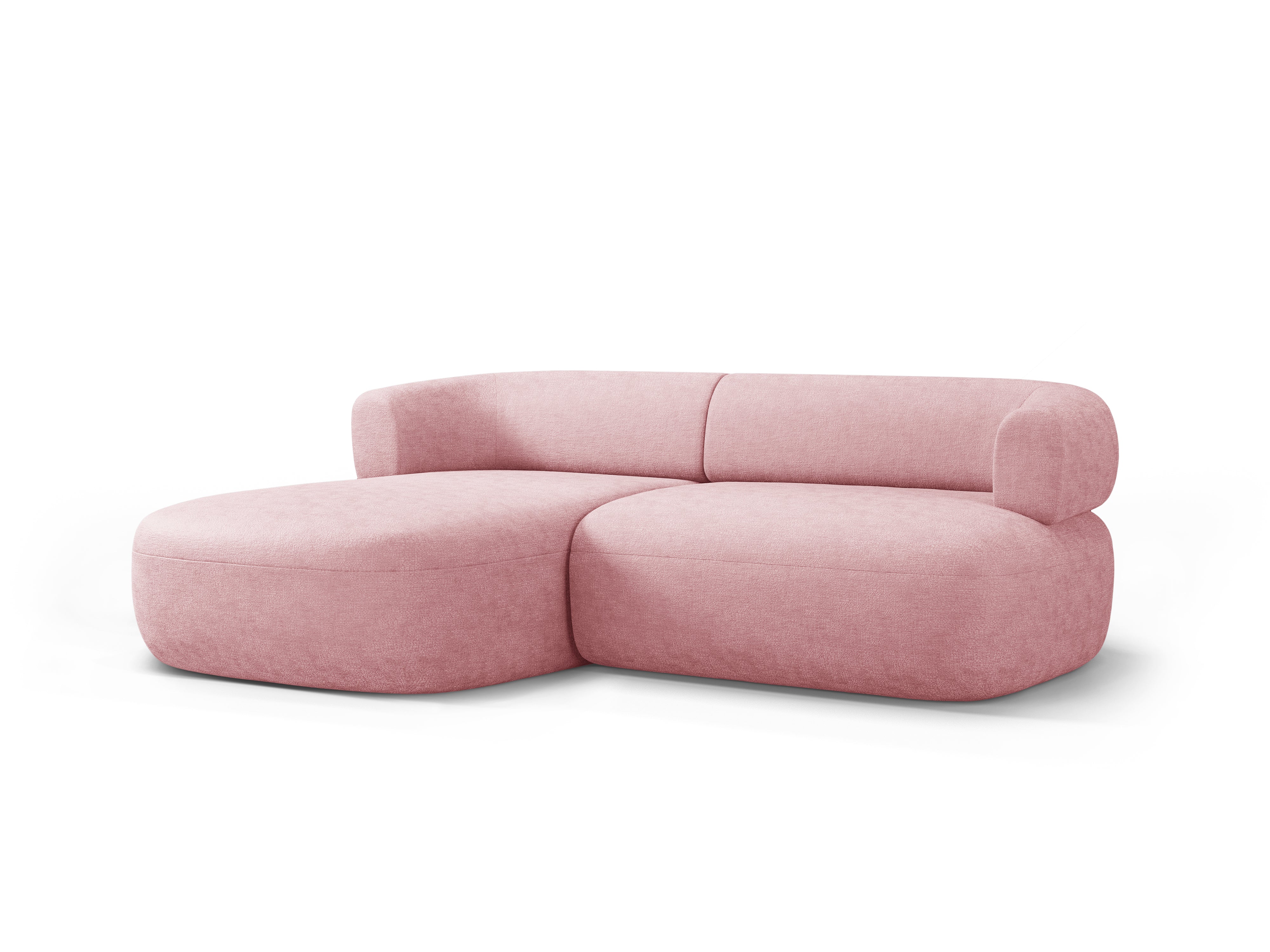 Tweepersoons linkerhoekbank ALDRIN in roze chenille