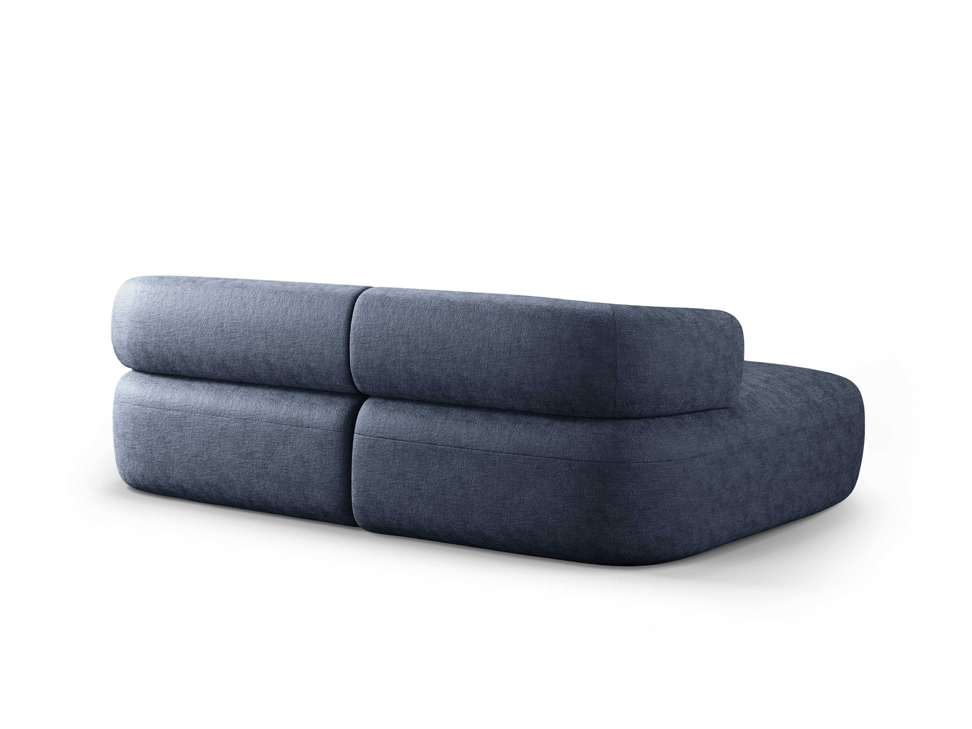Links 2-zits hoekbank ALDRIN in marineblauwe chenille