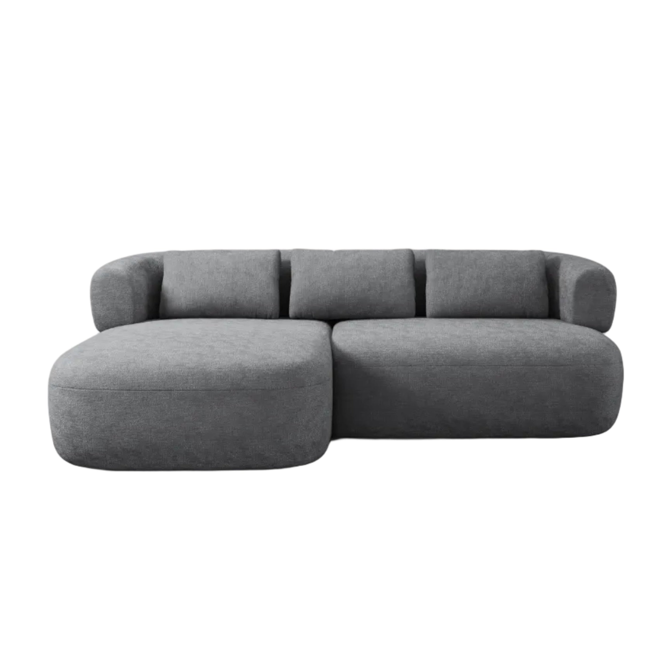 Links 2-zits hoekbank ALDRIN donkergrijs chenille