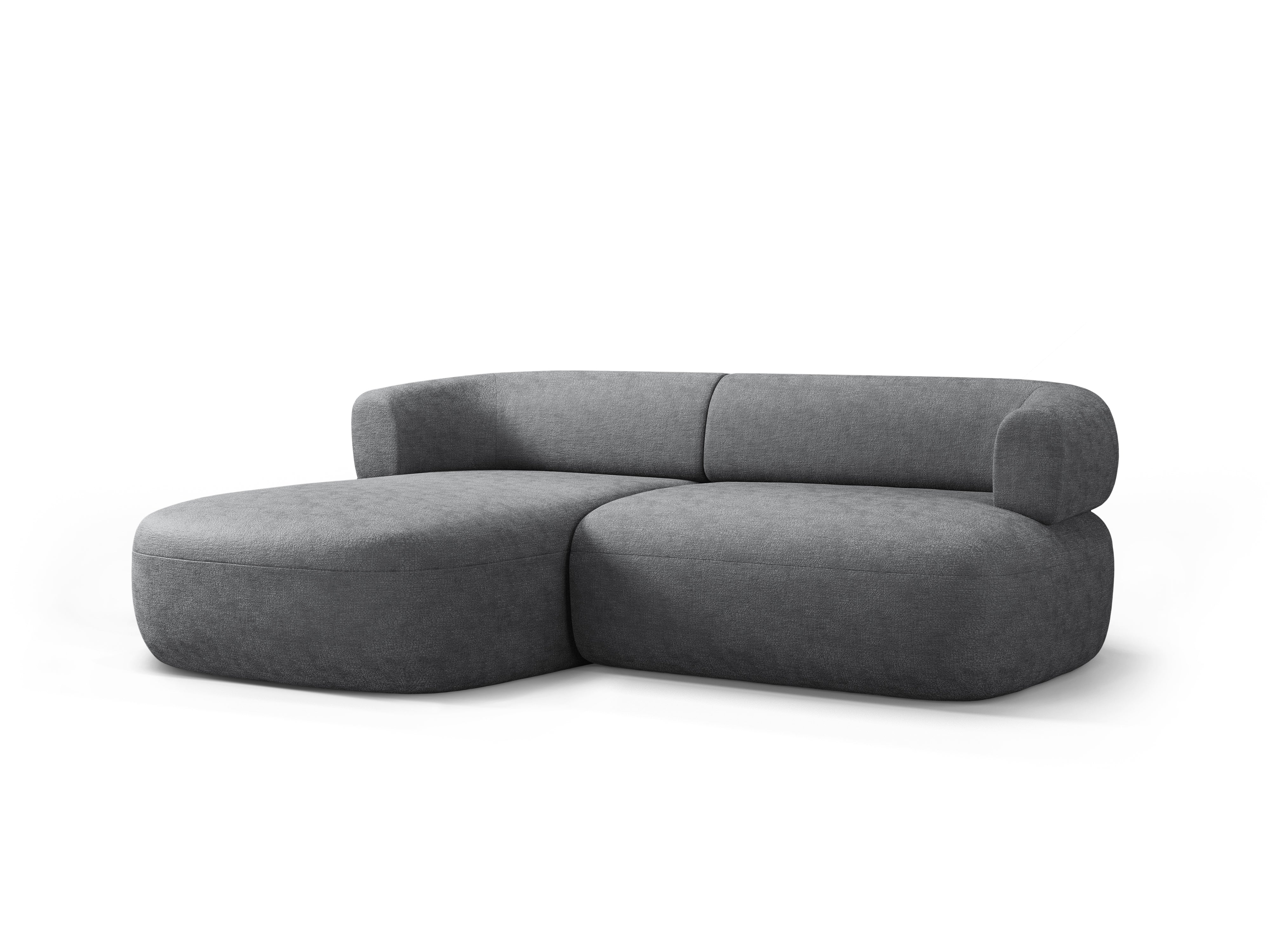 Links 2-zits hoekbank ALDRIN donkergrijs chenille