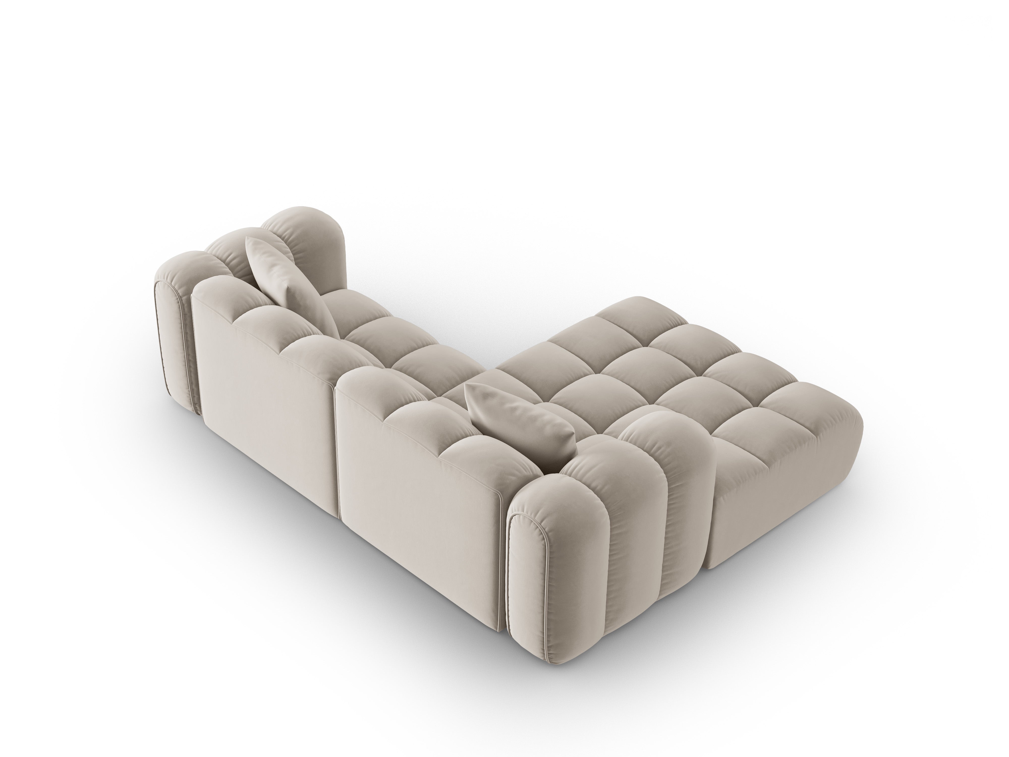 Velvet corner sofa for 3 people, left-sided ASTRO ecru