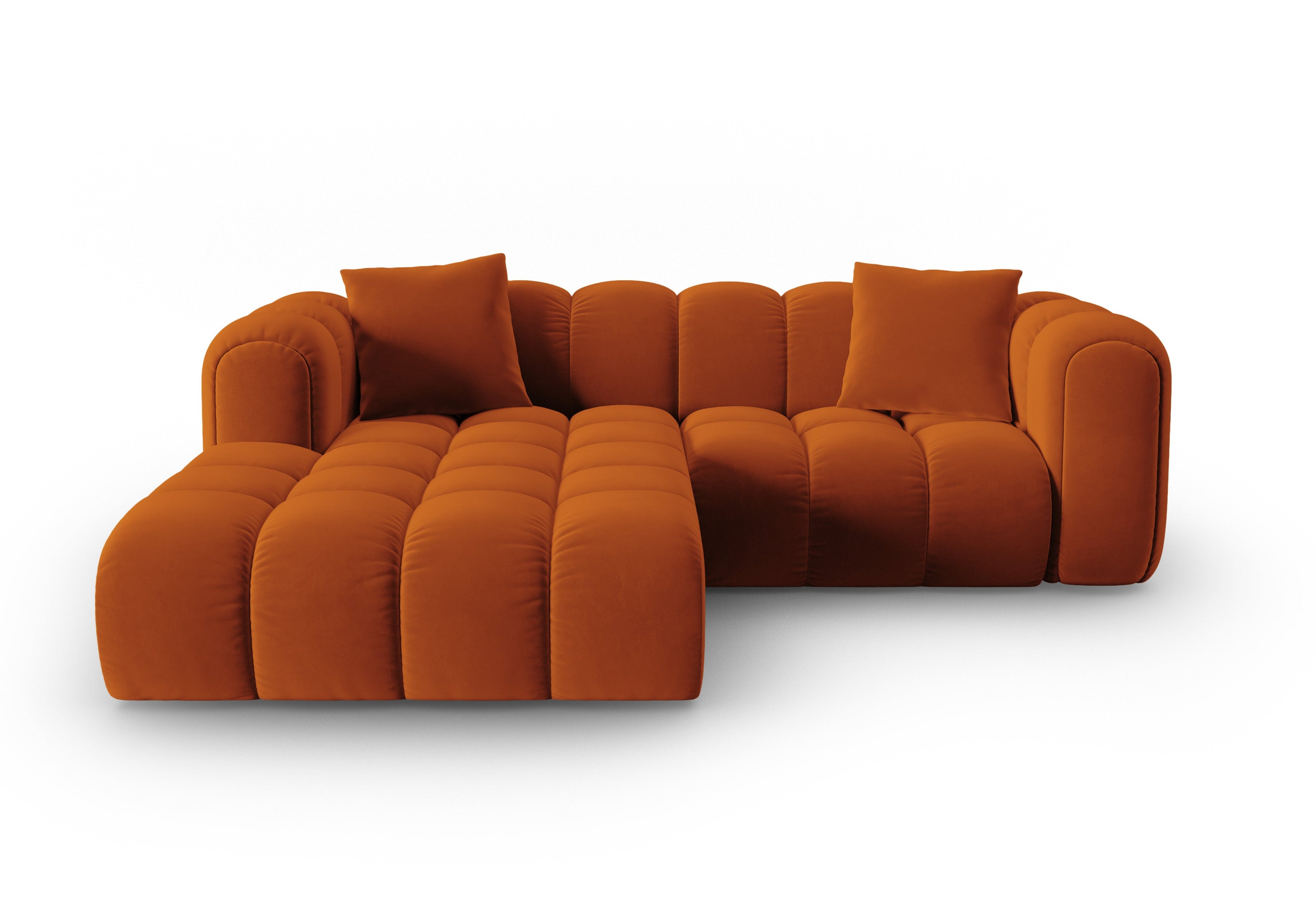 Velvet corner sofa for 3 people, left-sided ASTRO in rust