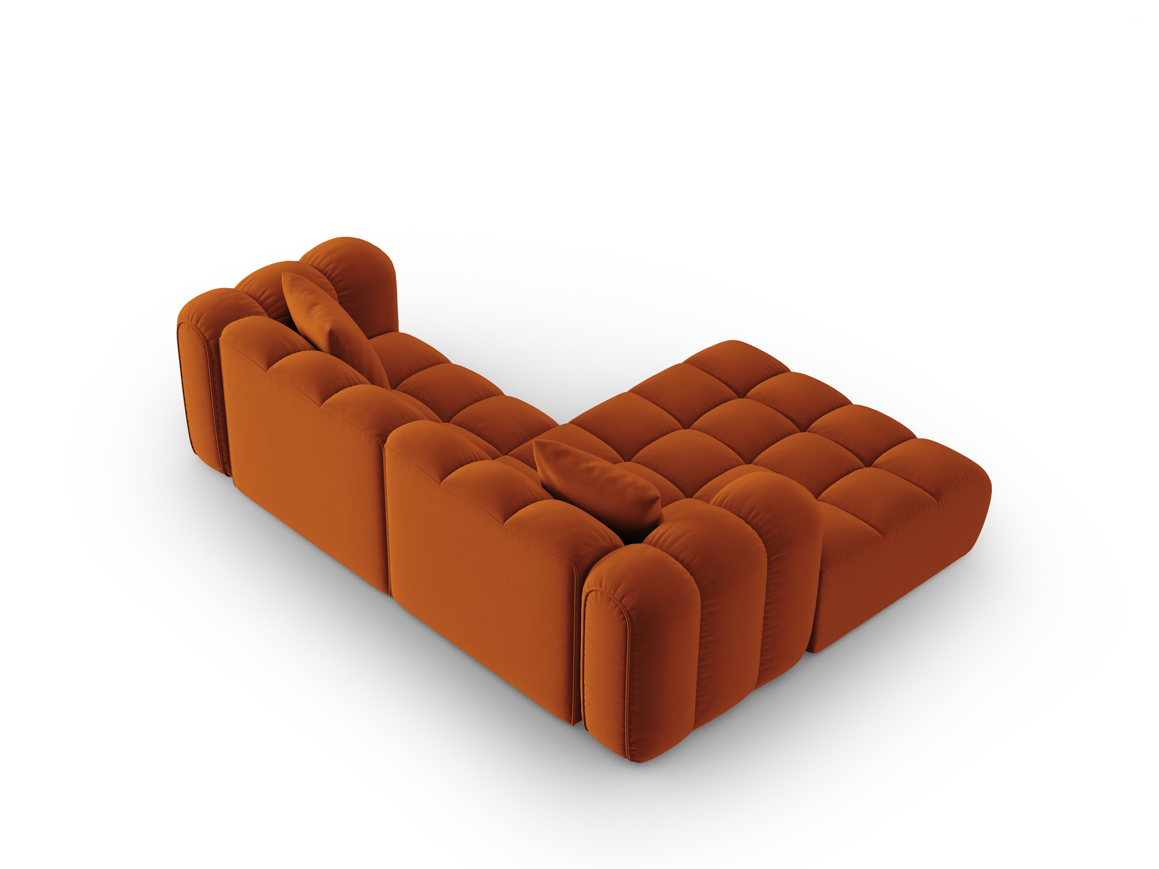 Velvet corner sofa for 3 people, left-sided ASTRO in rust