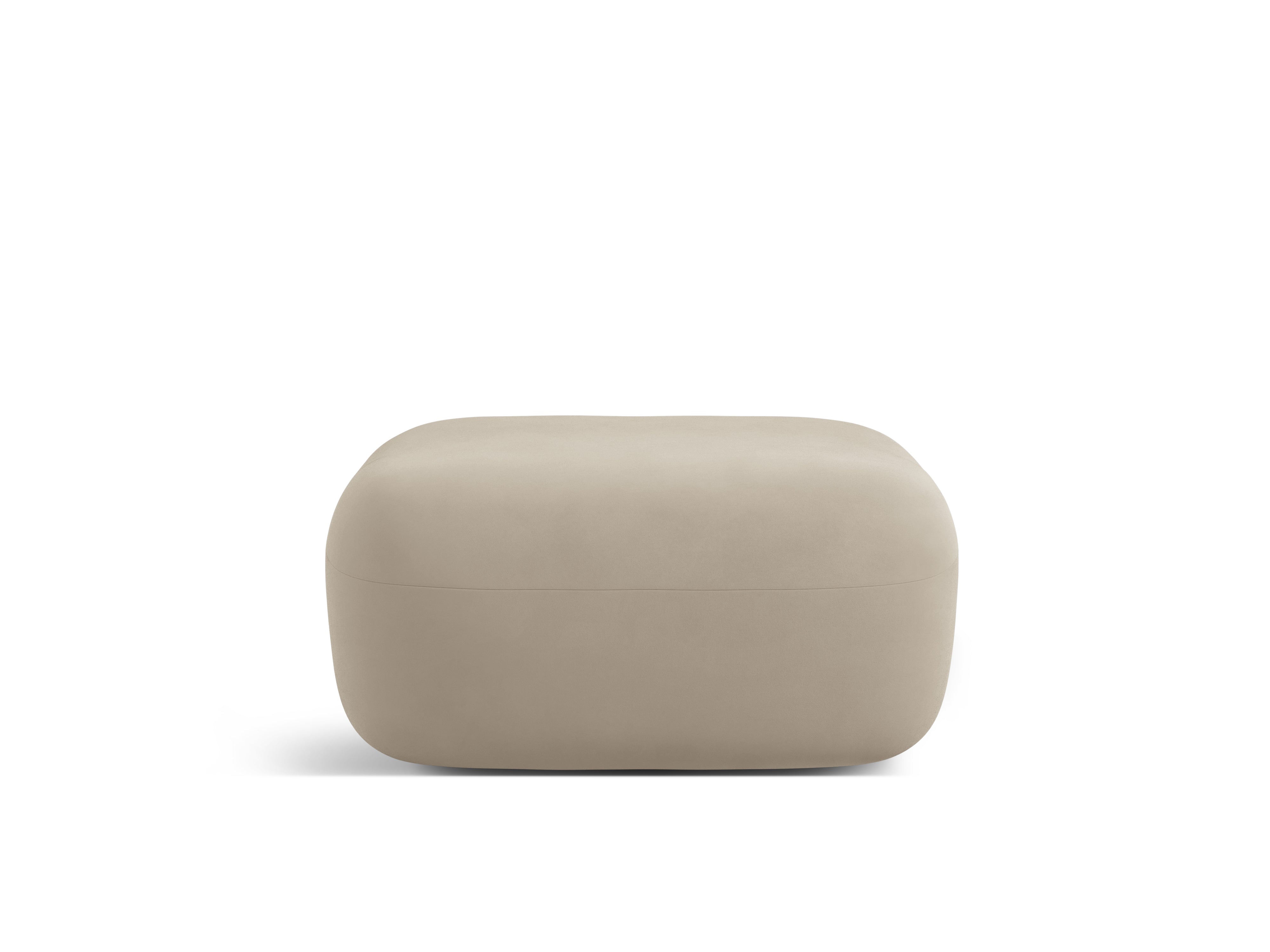 Beige fluwelen poef ALDRIN