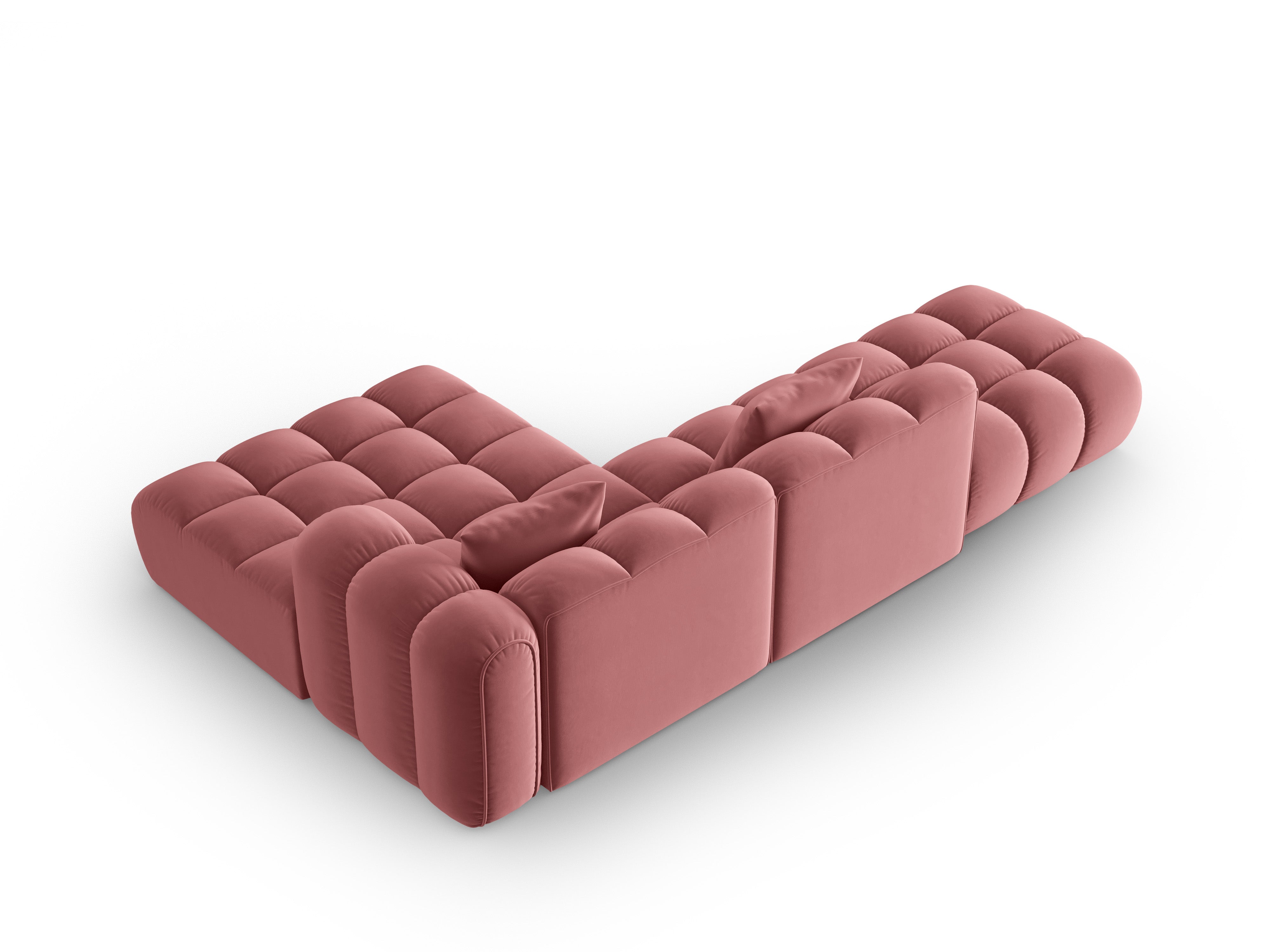 Fluwelen open hoekbank rechts ASTRO roze