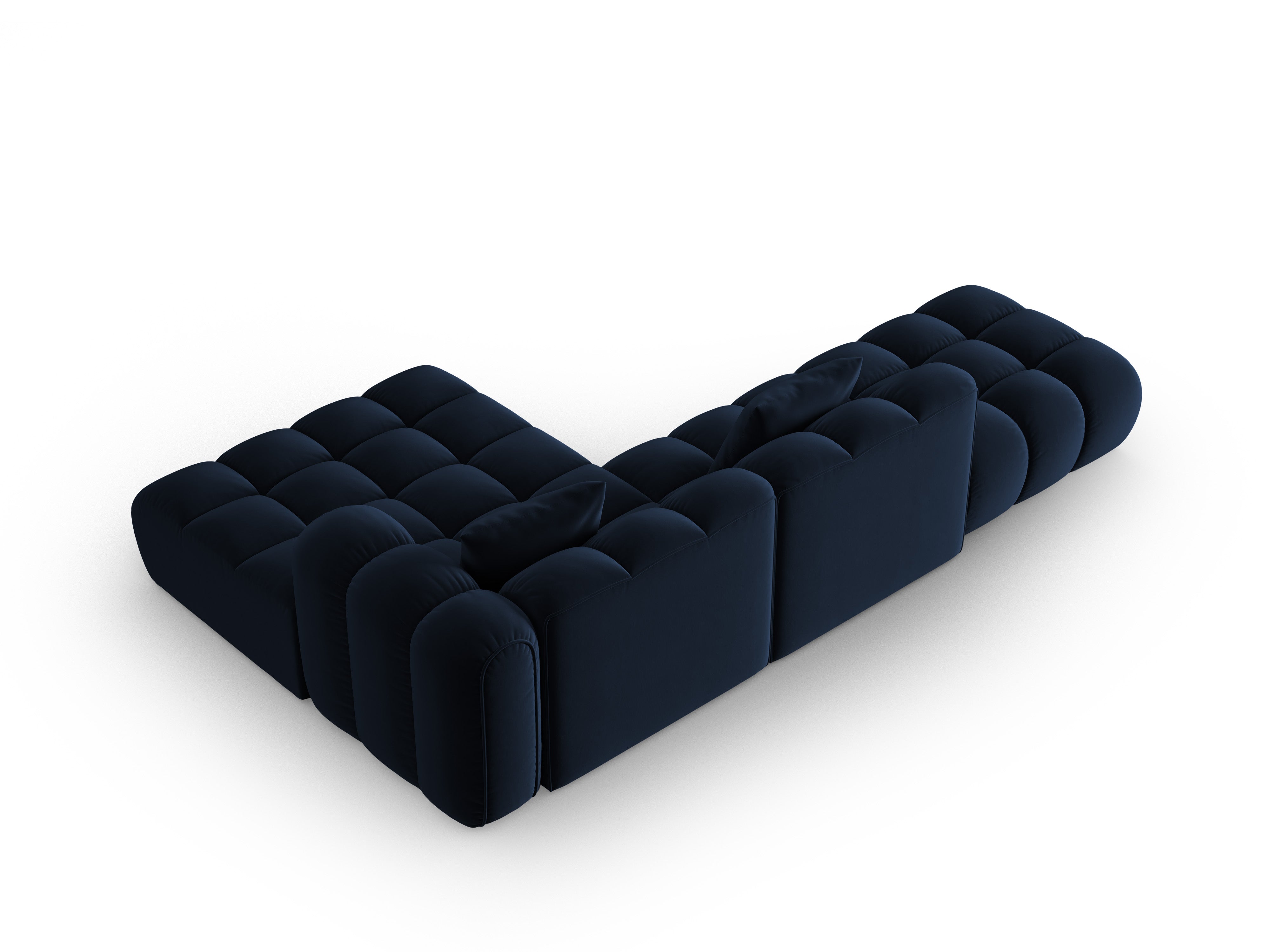 Open right-sided velvet corner sofa ASTRO royal blue