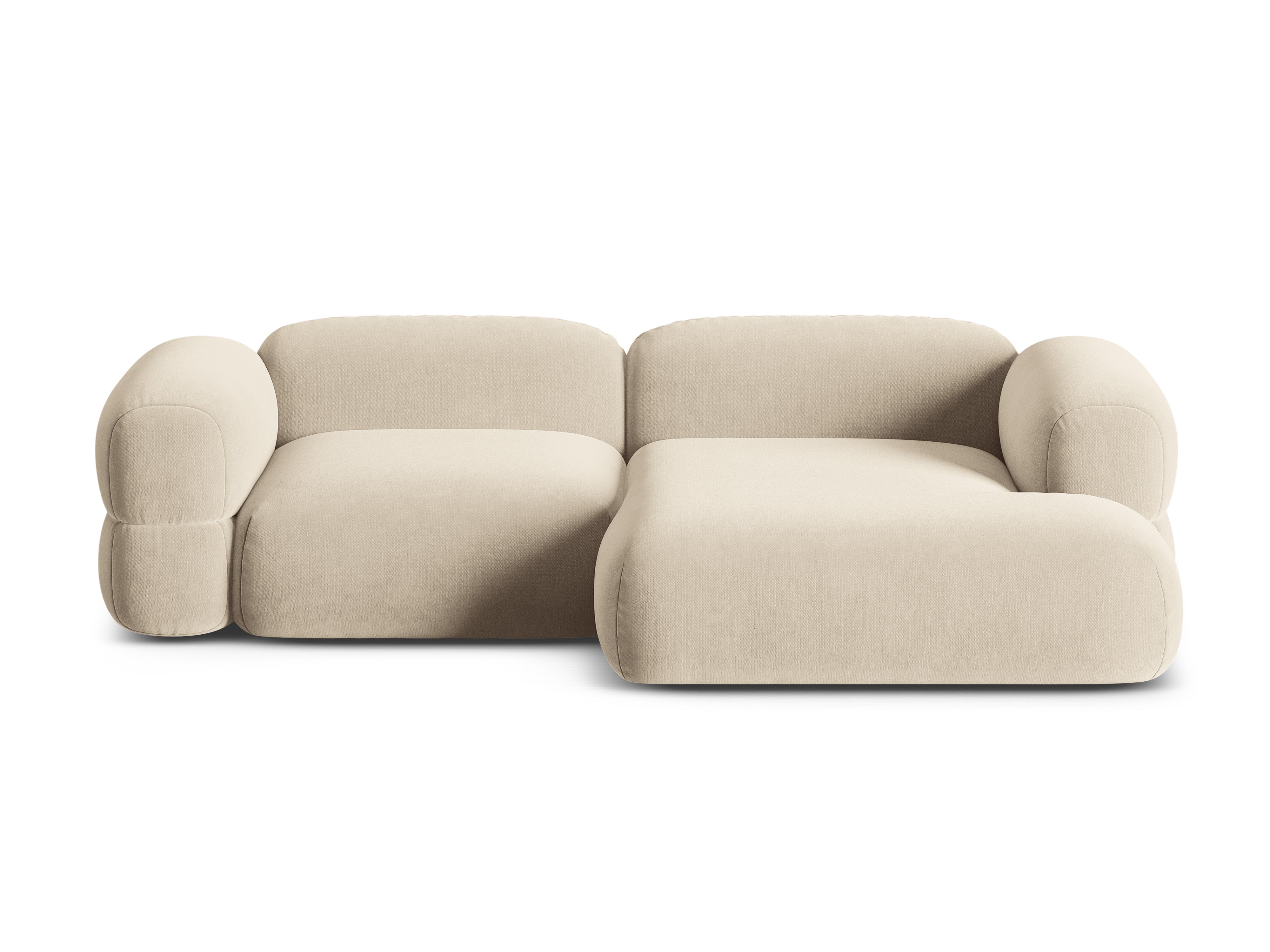 Samt-Ecksofa rechts ROGER hellbeige