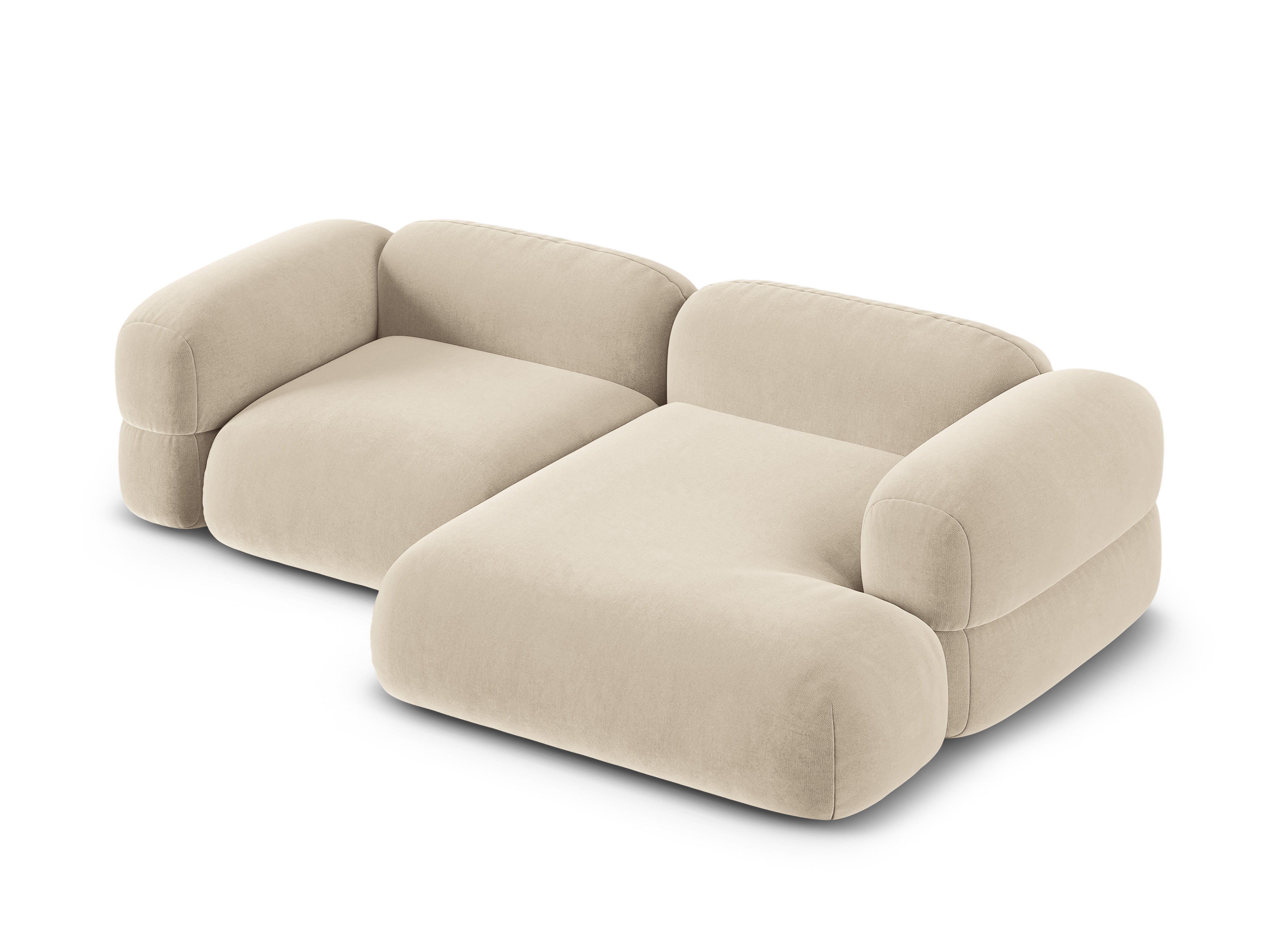 Samt-Ecksofa rechts ROGER hellbeige