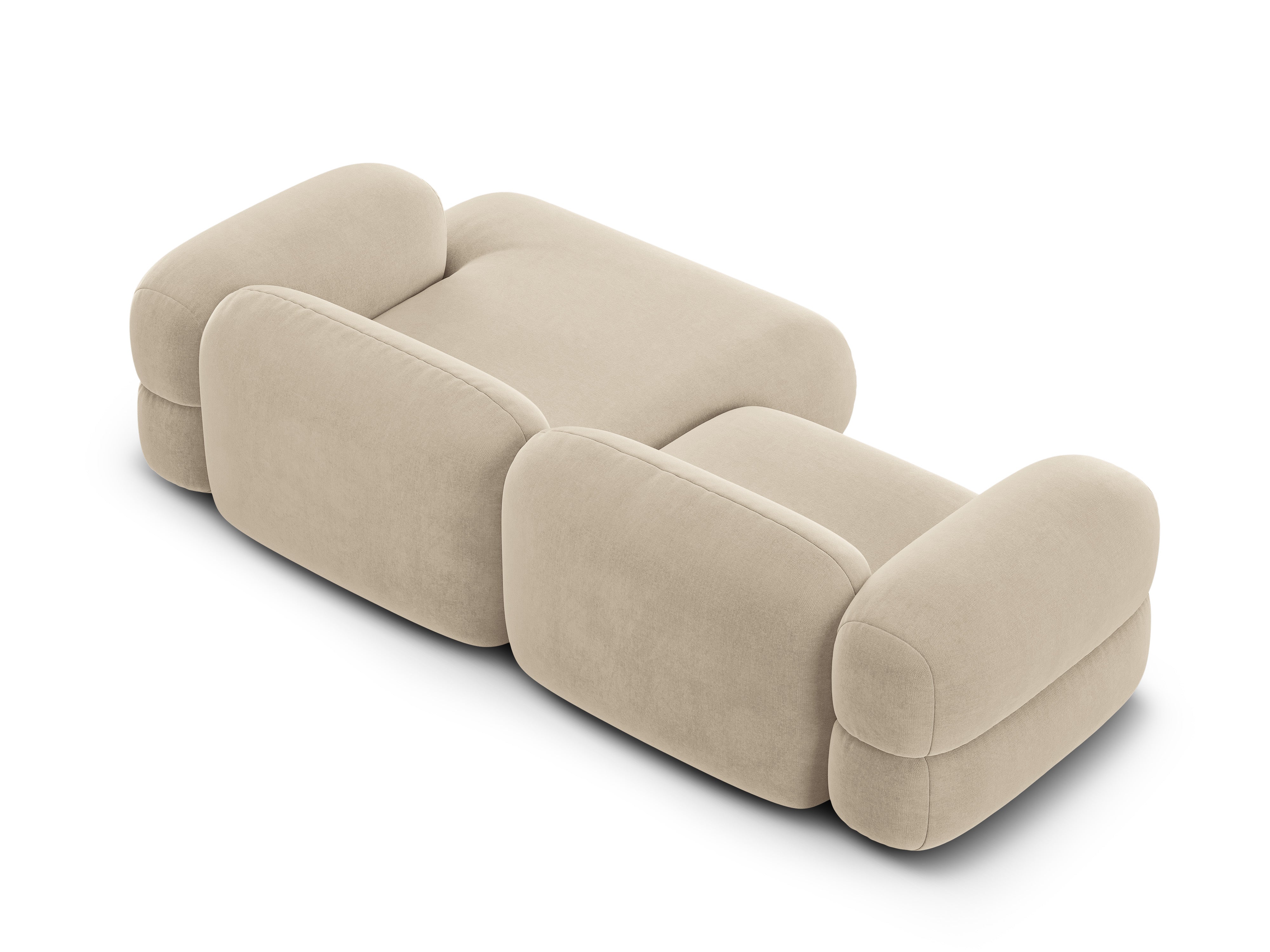 Samt-Ecksofa rechts ROGER hellbeige