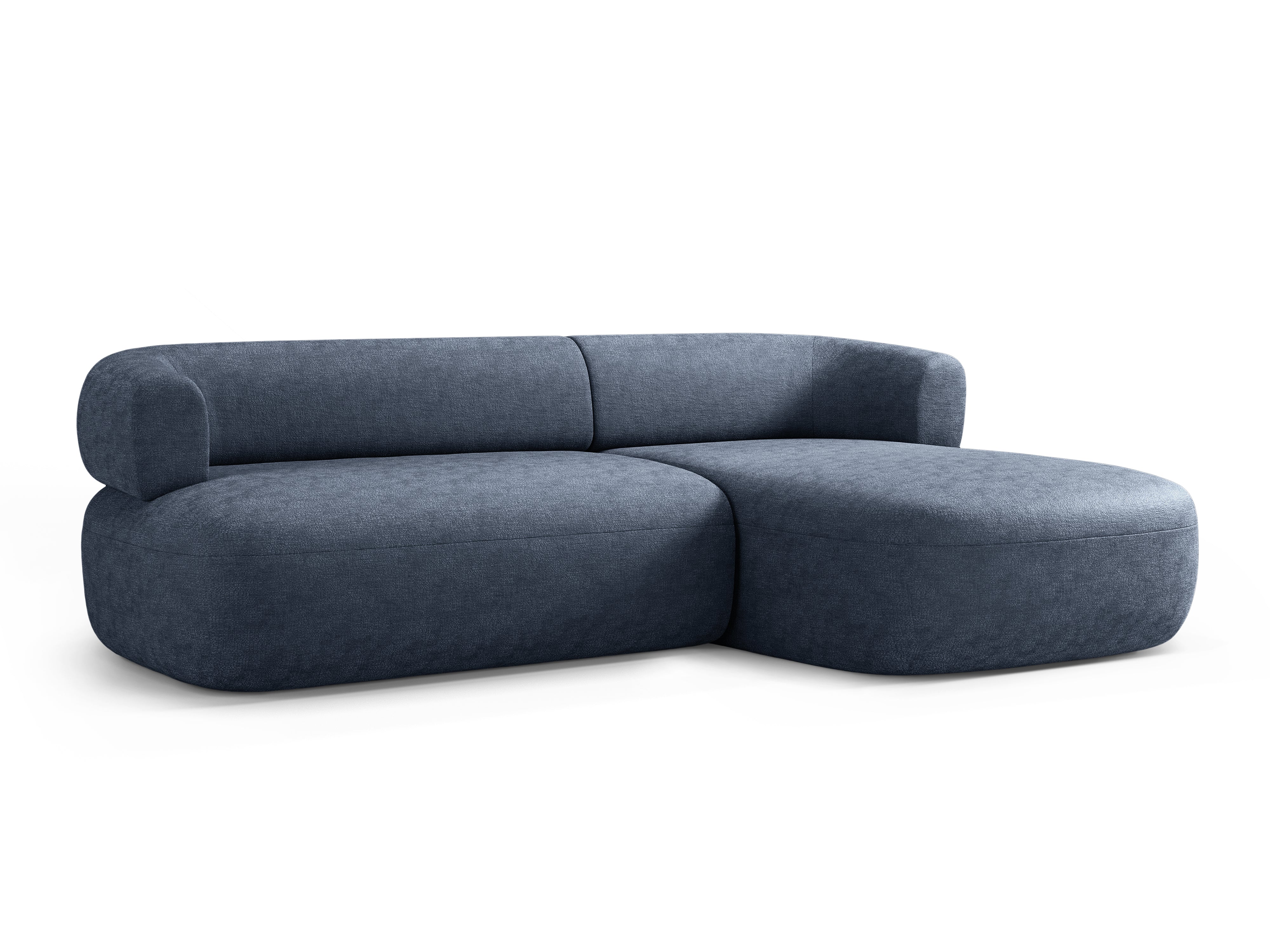 Driepersoons hoekbank rechts ALDRIN in marineblauwe chenille