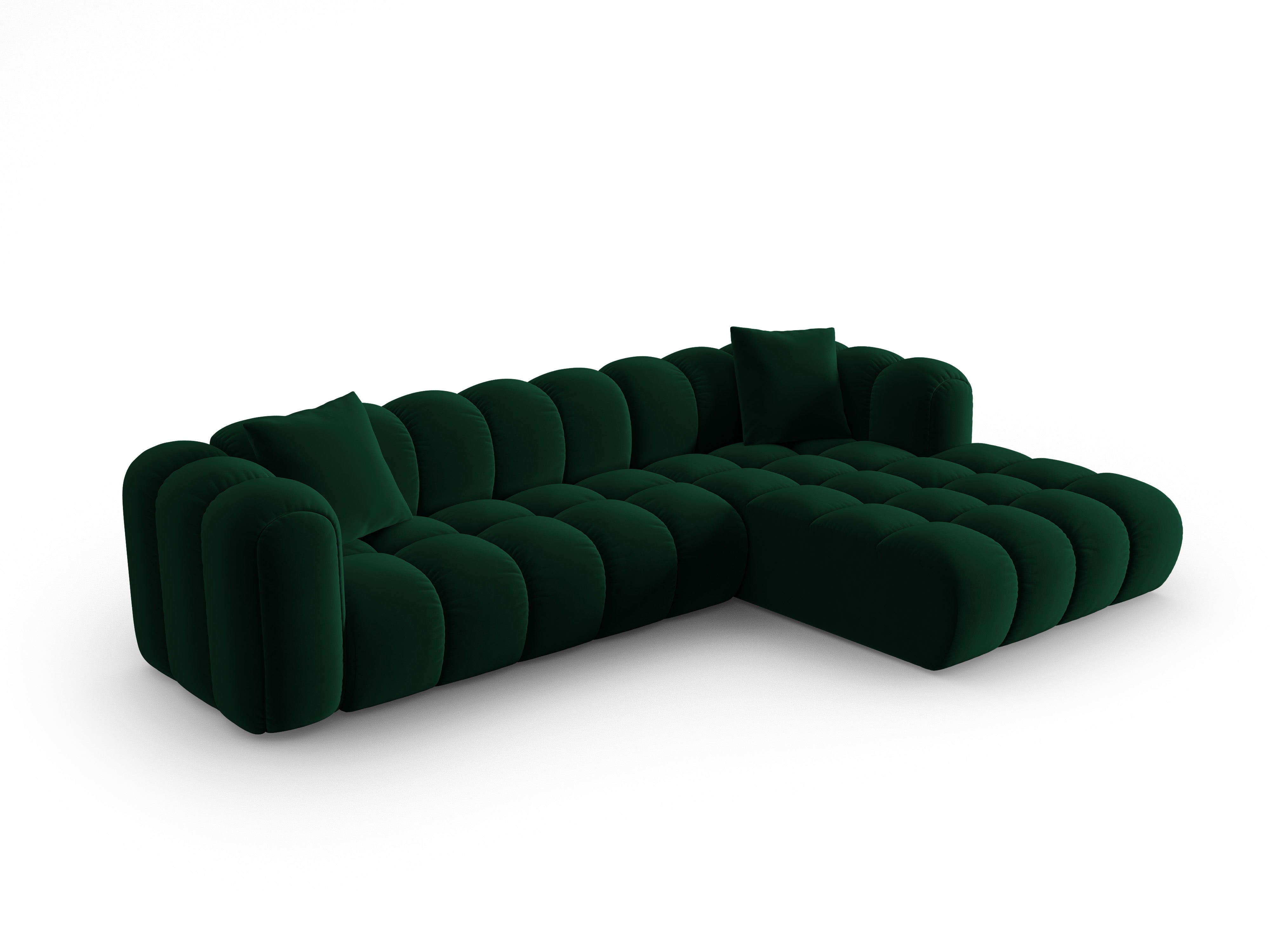 Velvet corner sofa for 4 people right-facing ASTRO bottle green