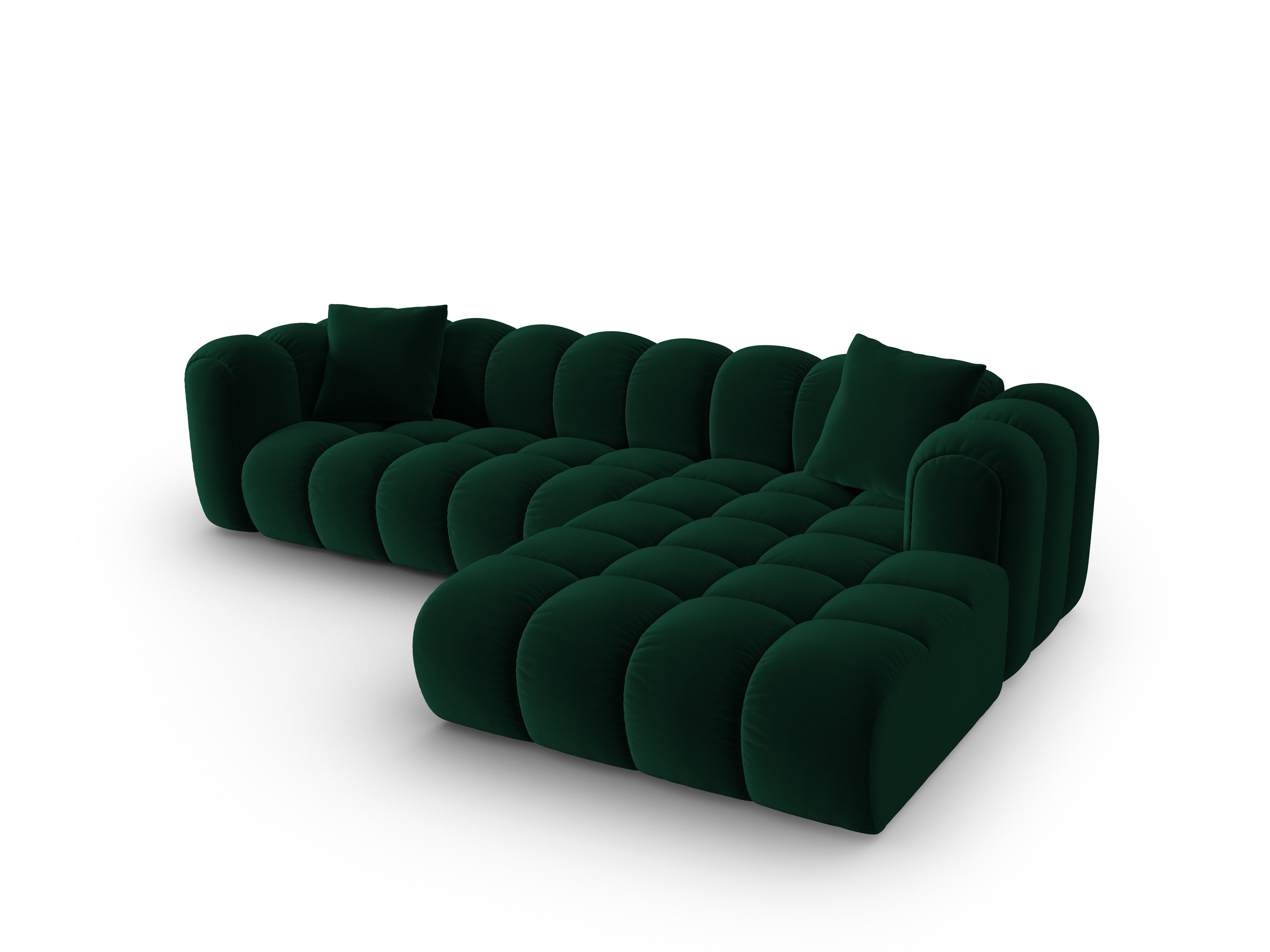 Velvet corner sofa for 4 people right-facing ASTRO bottle green