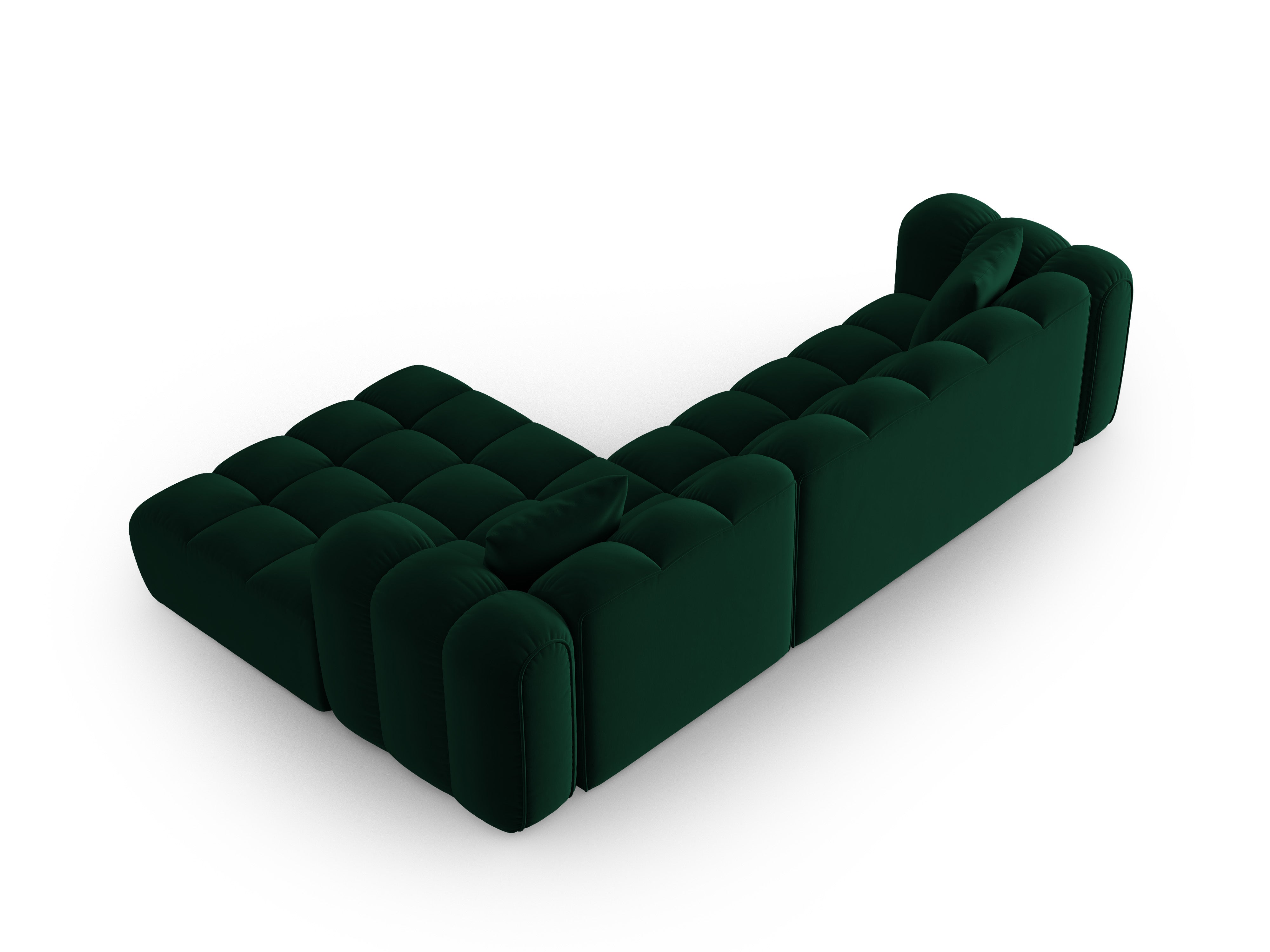 Velvet corner sofa for 4 people right-facing ASTRO bottle green