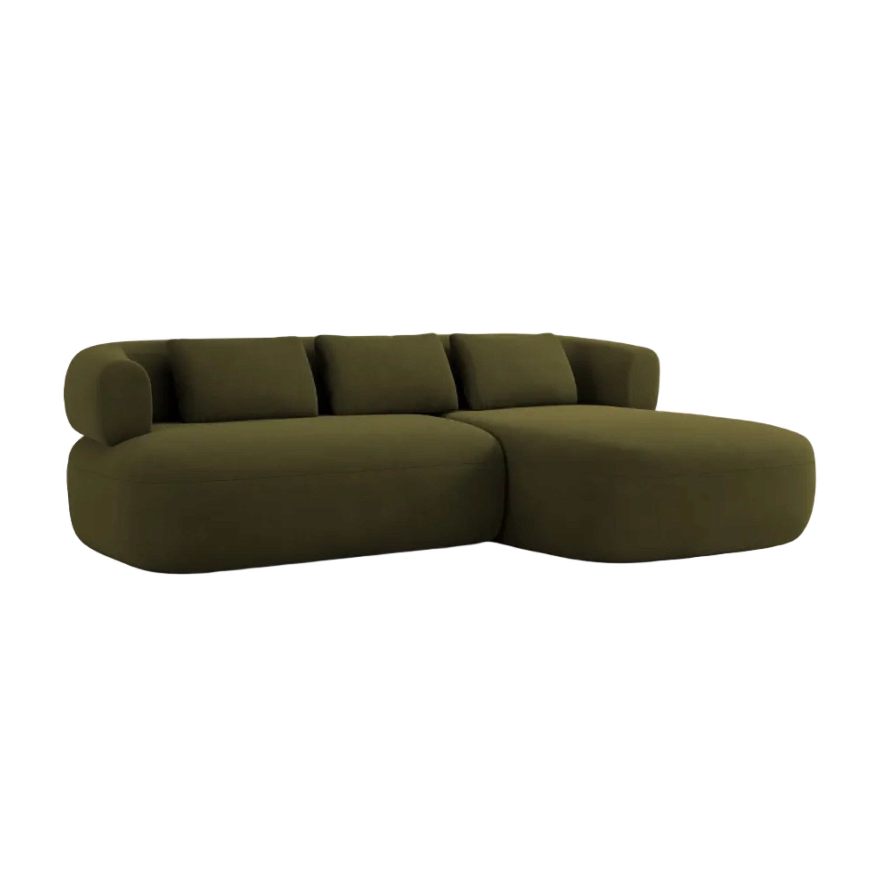 Groene ALDRIN 3-zits fluwelen hoekbank rechts.