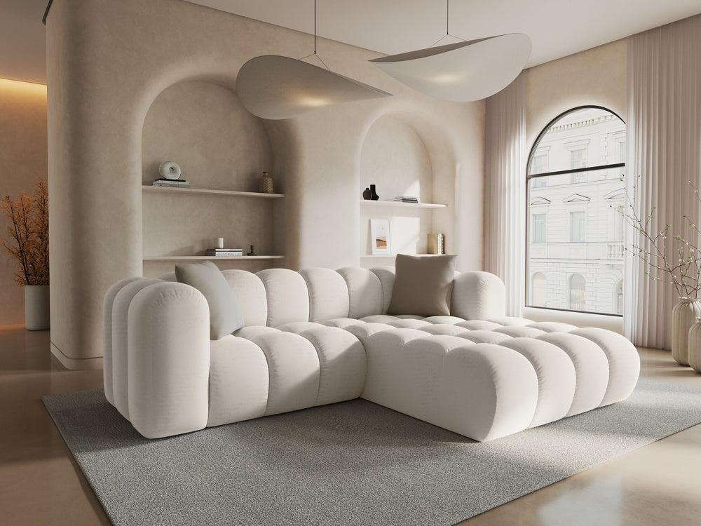 Narożnik aksamitny 3-osobowy prawostronny HALLEY jasnobeżowy Windsor & Co Eye on Design