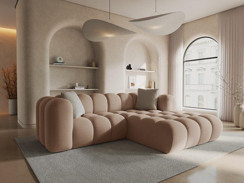 Narożnik aksamitny 3-osobowy prawostronny HALLEY beżowy Windsor & Co Eye on Design