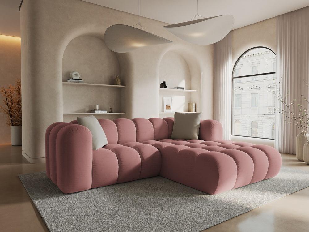 Narożnik aksamitny 3-osobowy prawostronny HALLEY różowy Windsor & Co Eye on Design