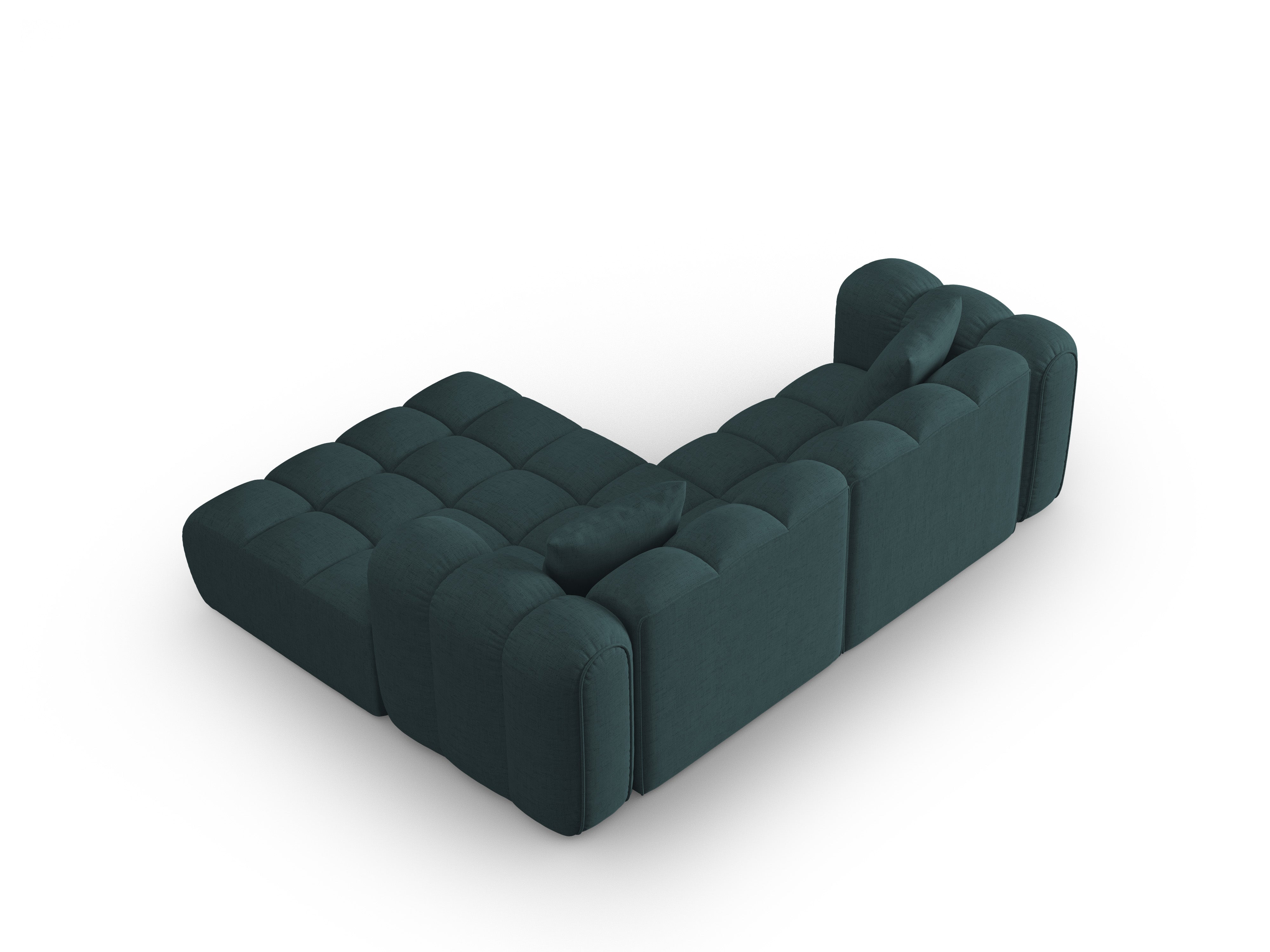 Right-facing 3-seater corner sofa ASTRO turquoise chenille
