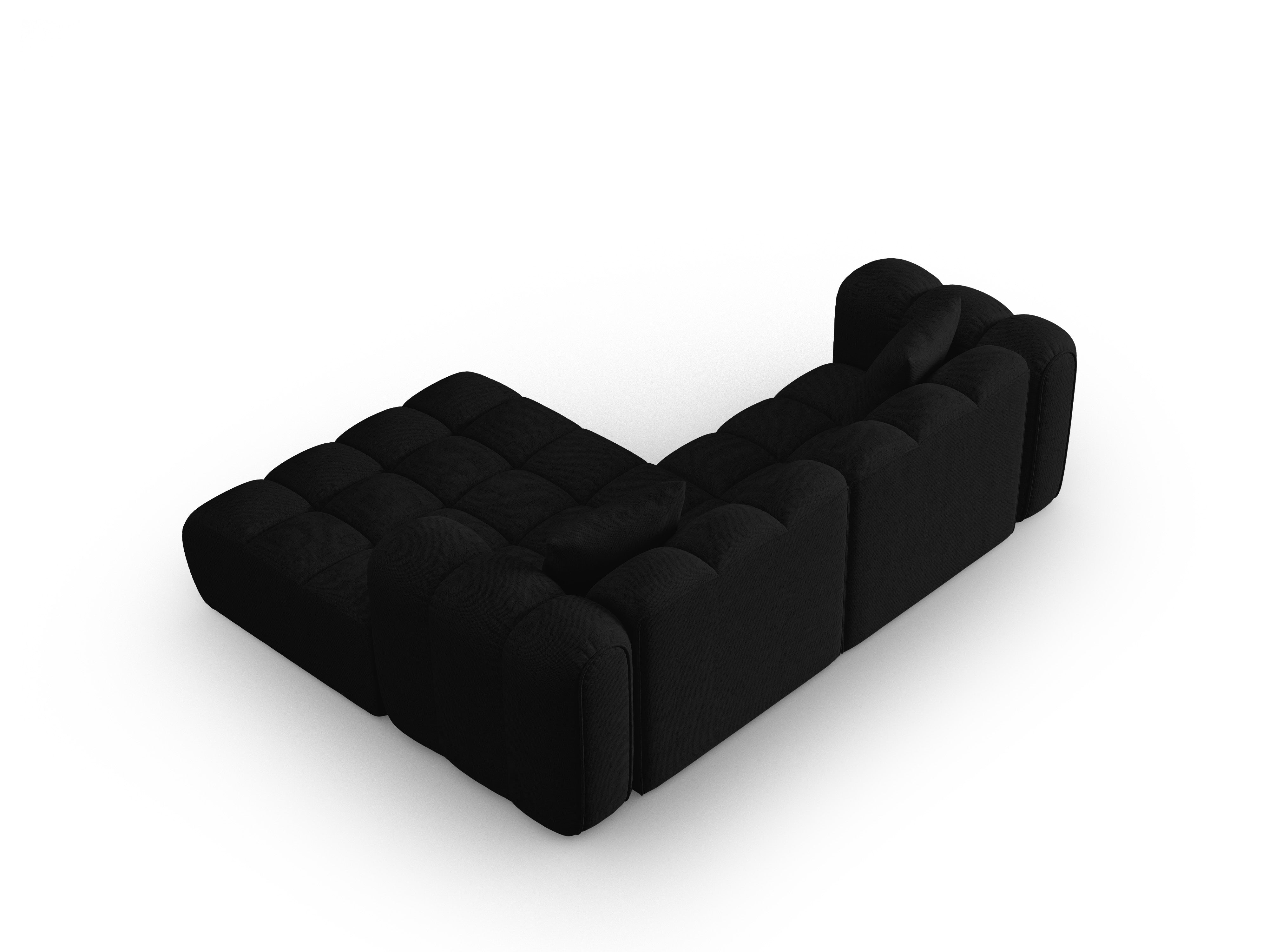 Right-facing 3-seater corner sofa ASTRO black chenille