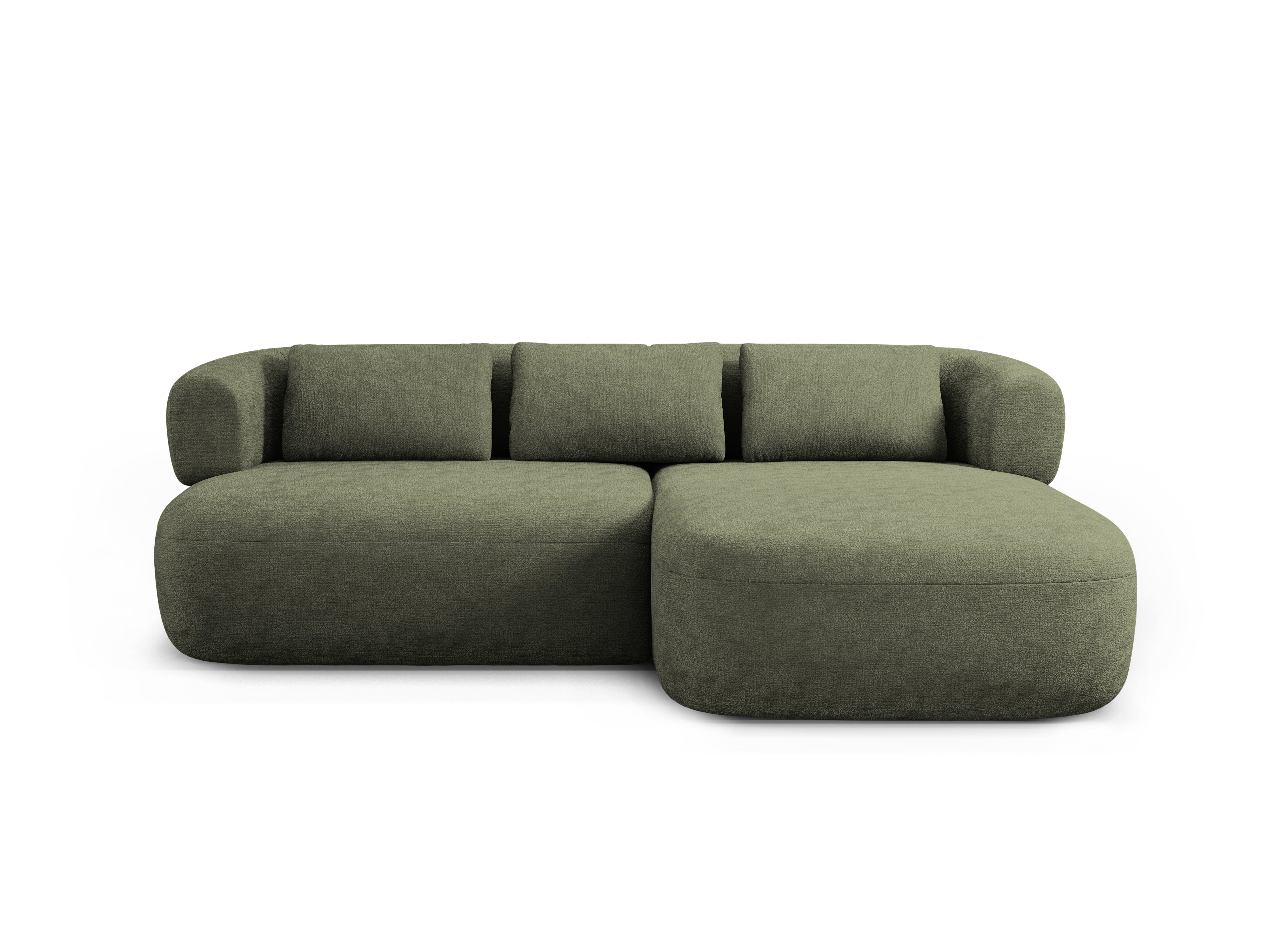 Tweepersoons hoekbank rechts ALDRIN in groene chenille