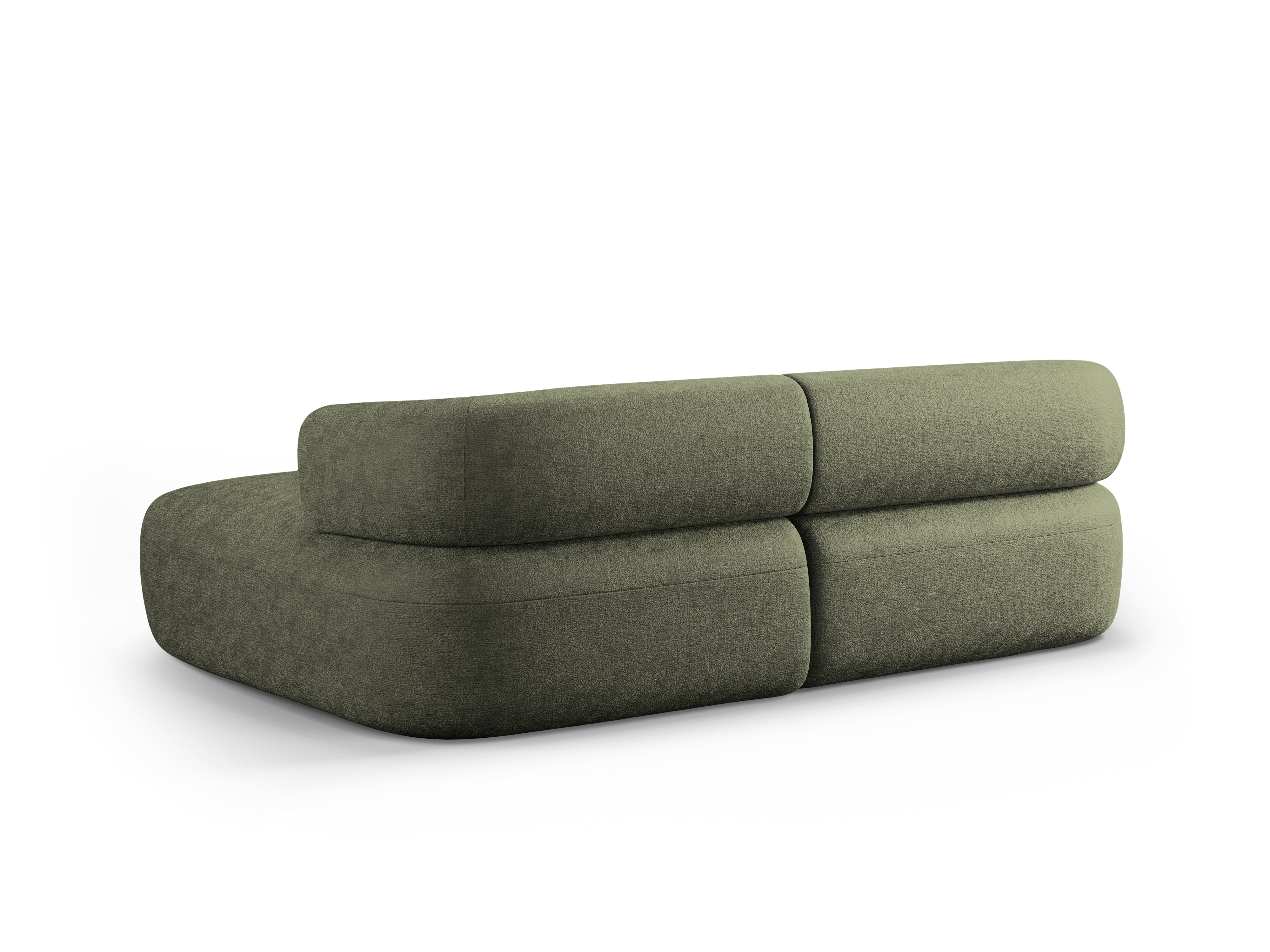 Tweepersoons hoekbank rechts ALDRIN in groene chenille