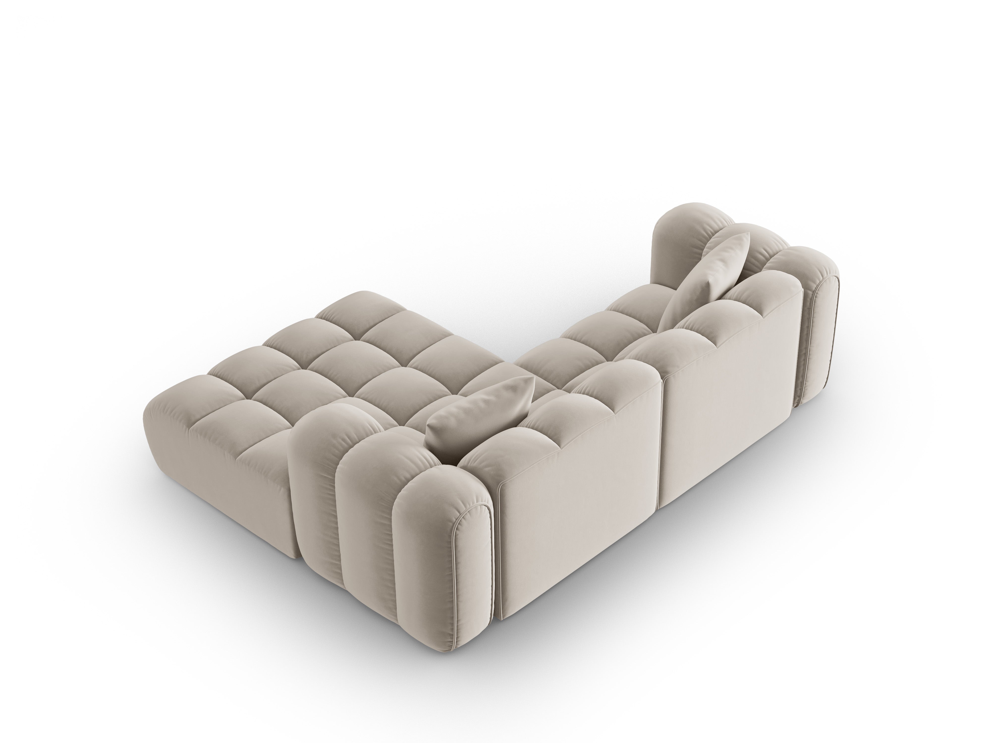 Samt-Ecksofa 3-sitzig rechts ASTRO ecru