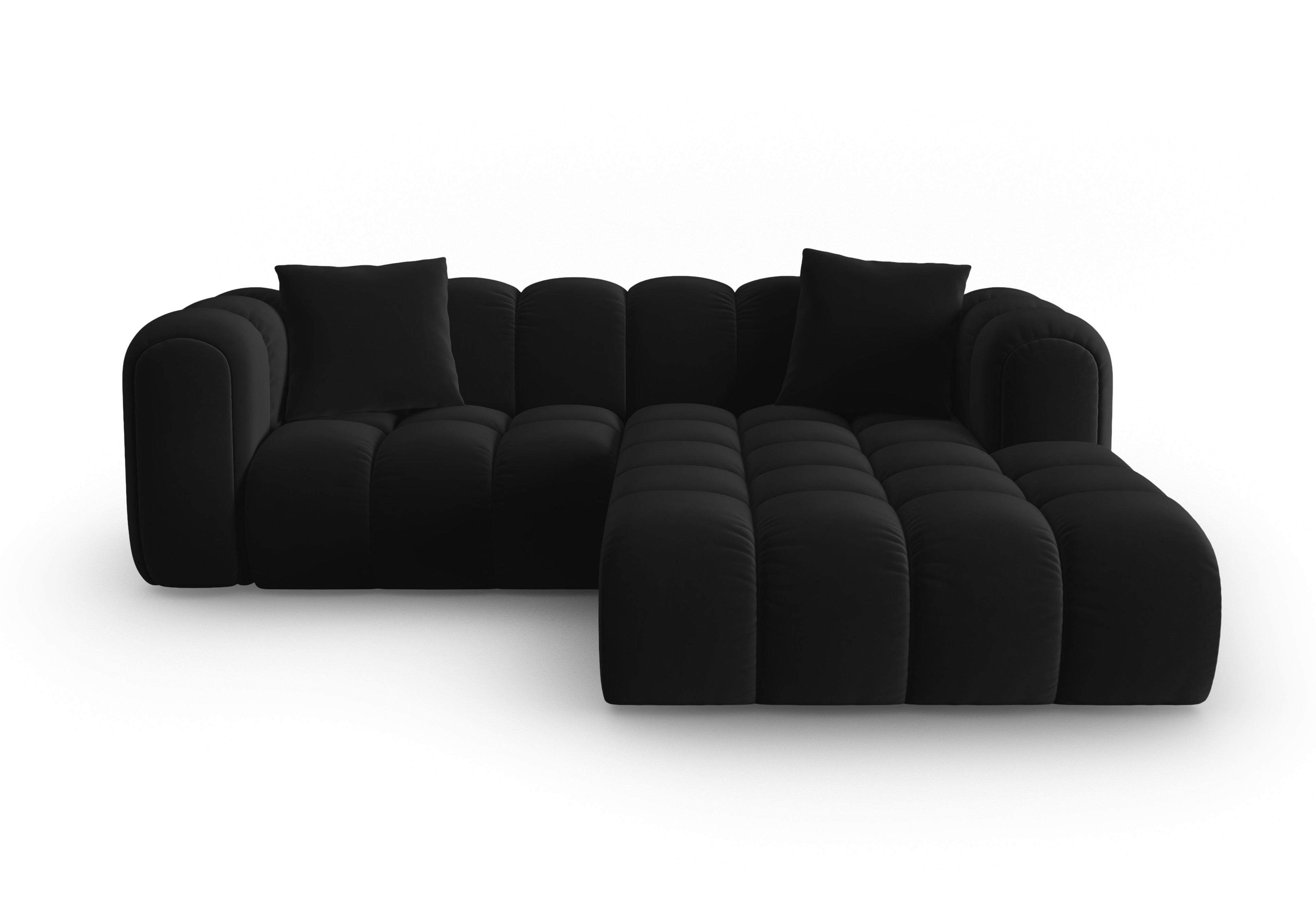 Velvet corner sofa for three people, right-facing, ASTRO, black
