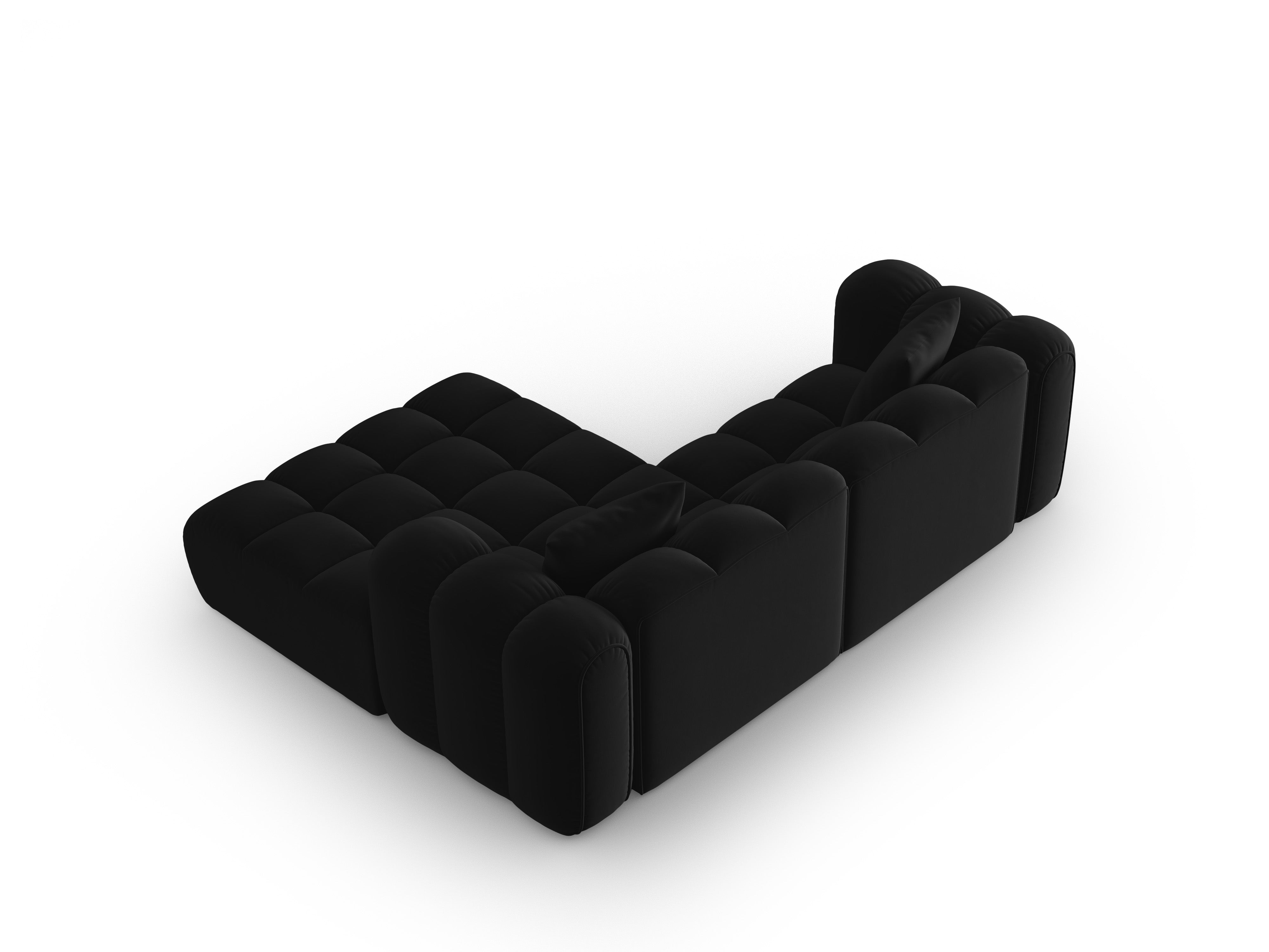 Velvet corner sofa for three people, right-facing, ASTRO, black