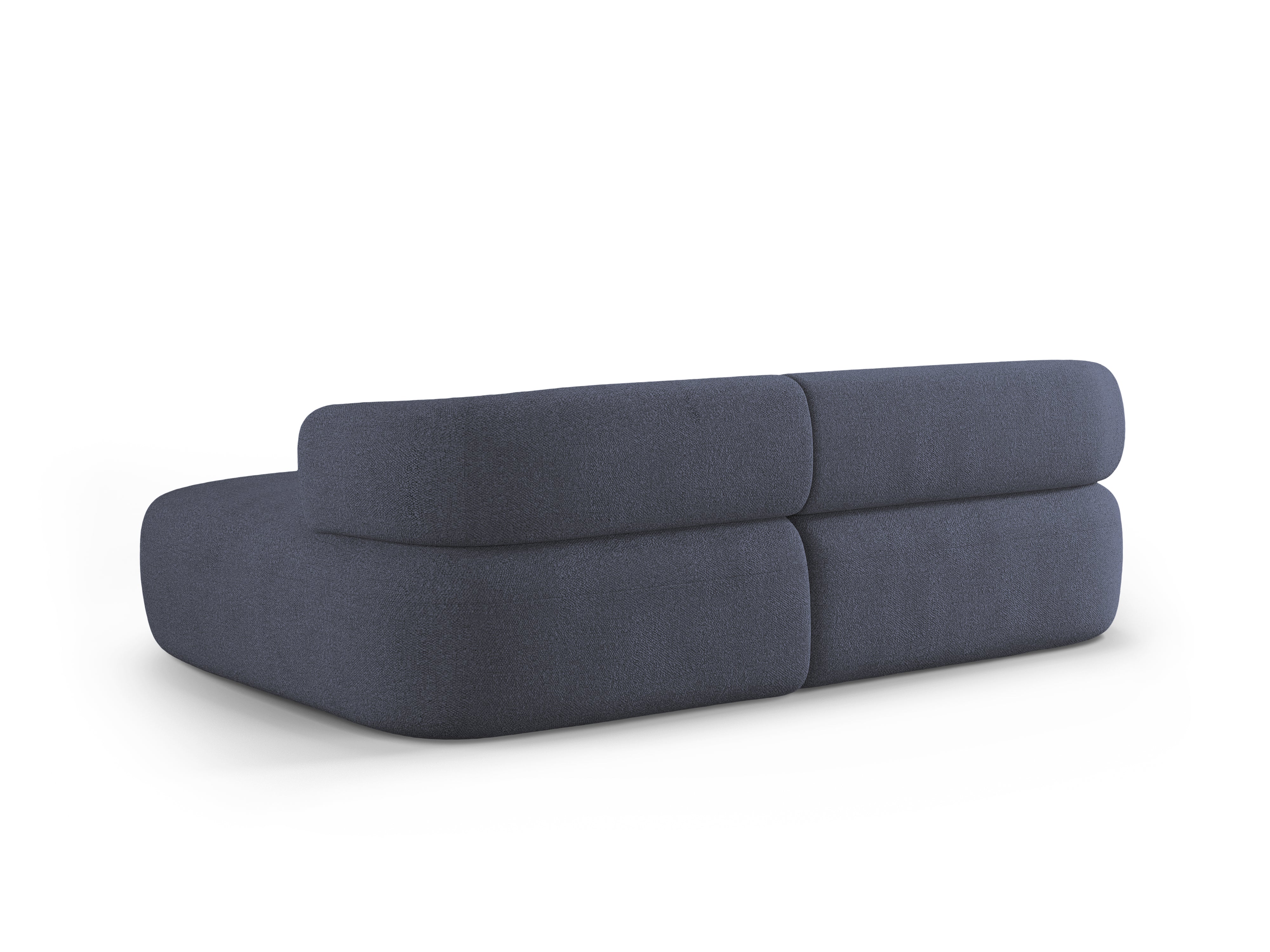 Rechthoekige 2-zitsbank rechts ALDRIN in marineblauwe boucle