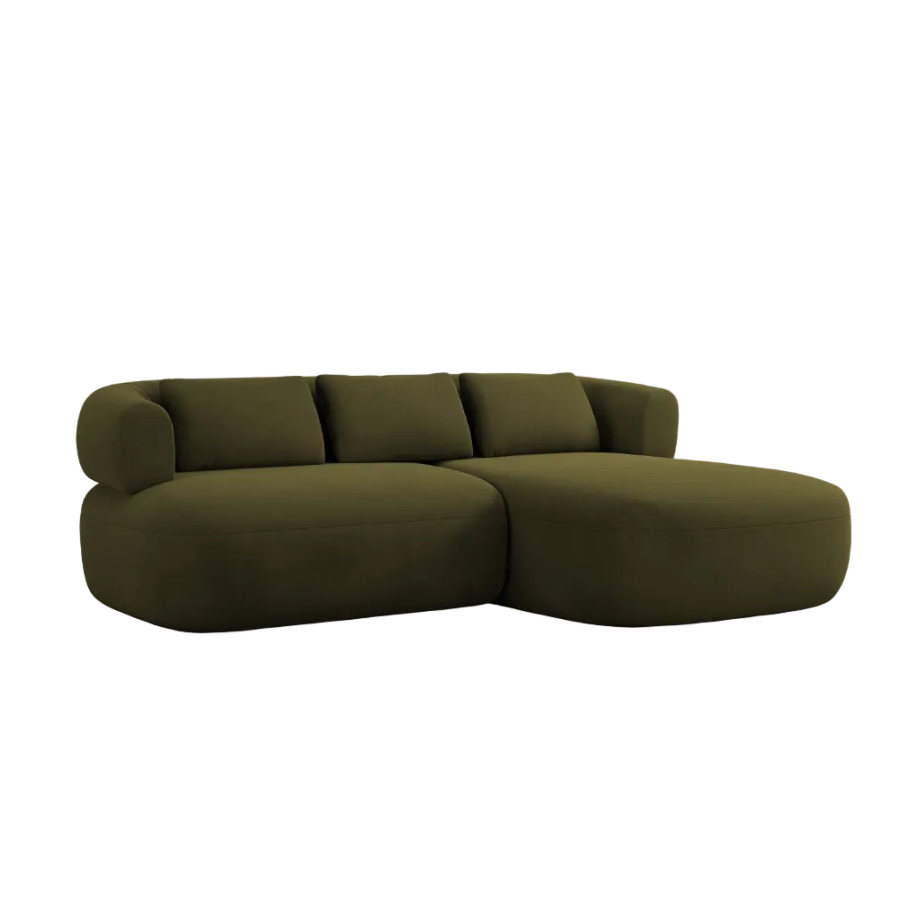 Groene ALDRIN 2-zits fluwelen hoekbank rechts.