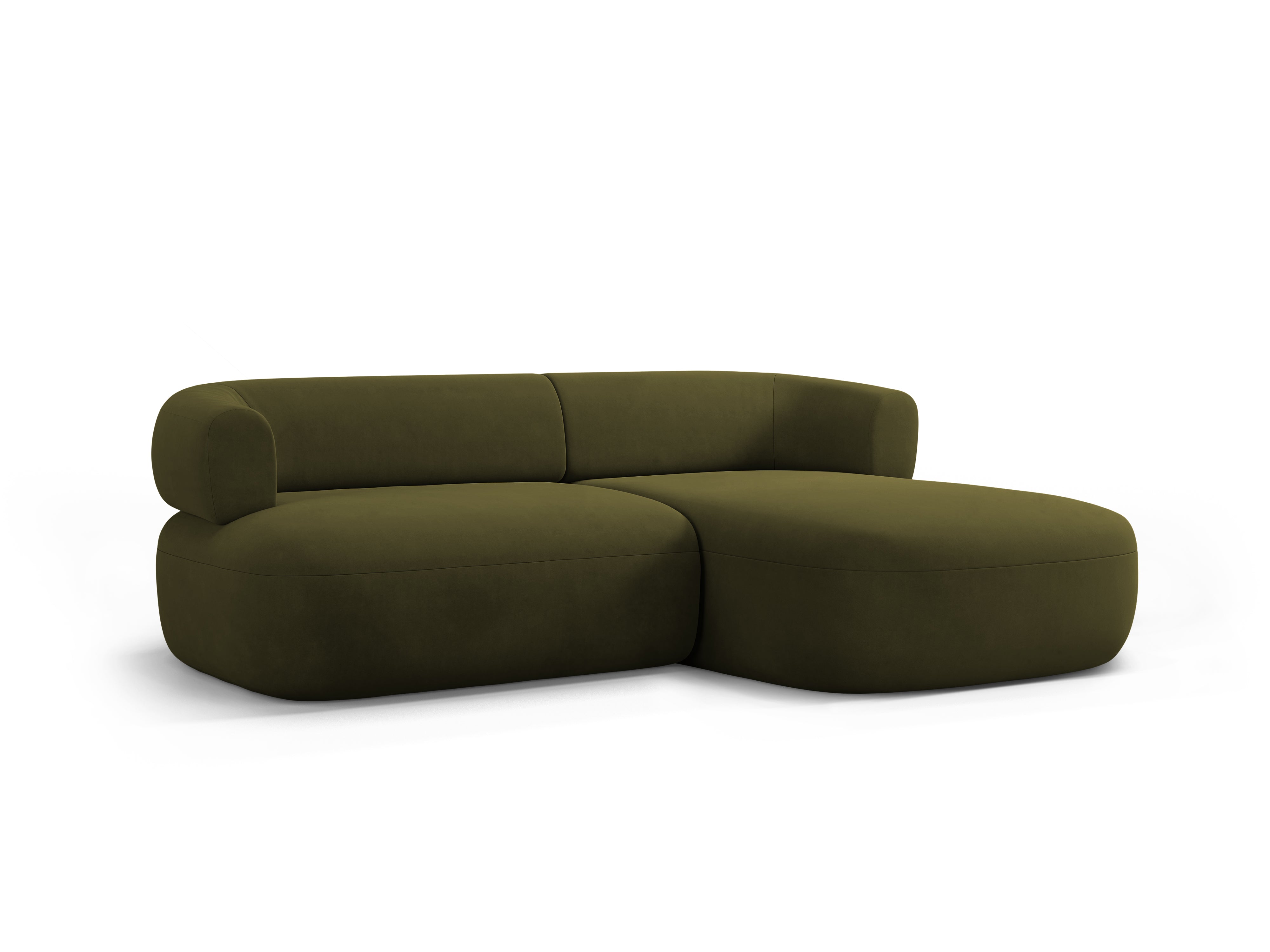 Groene ALDRIN 2-zits fluwelen hoekbank rechts.