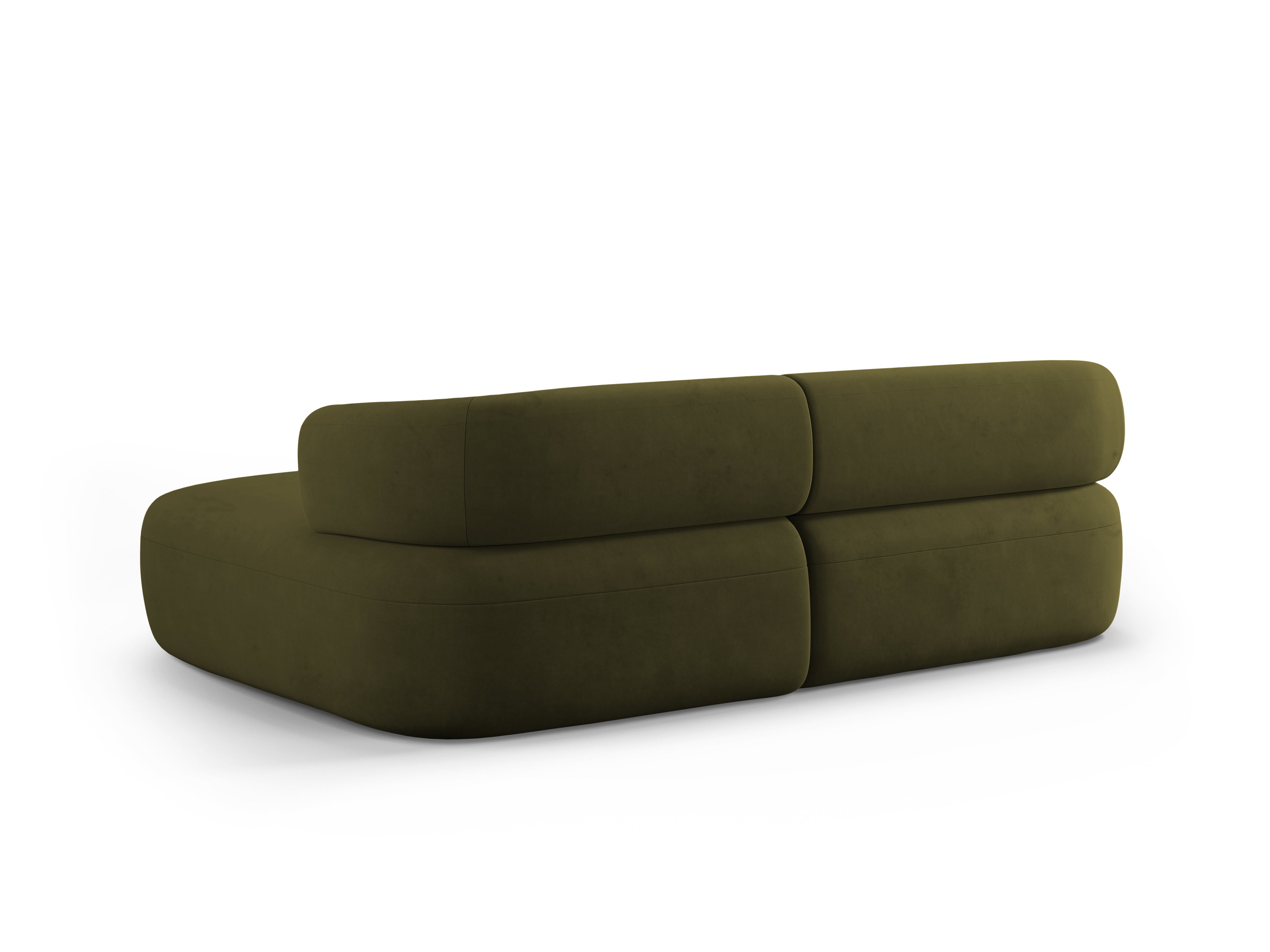 Groene ALDRIN 2-zits fluwelen hoekbank rechts.