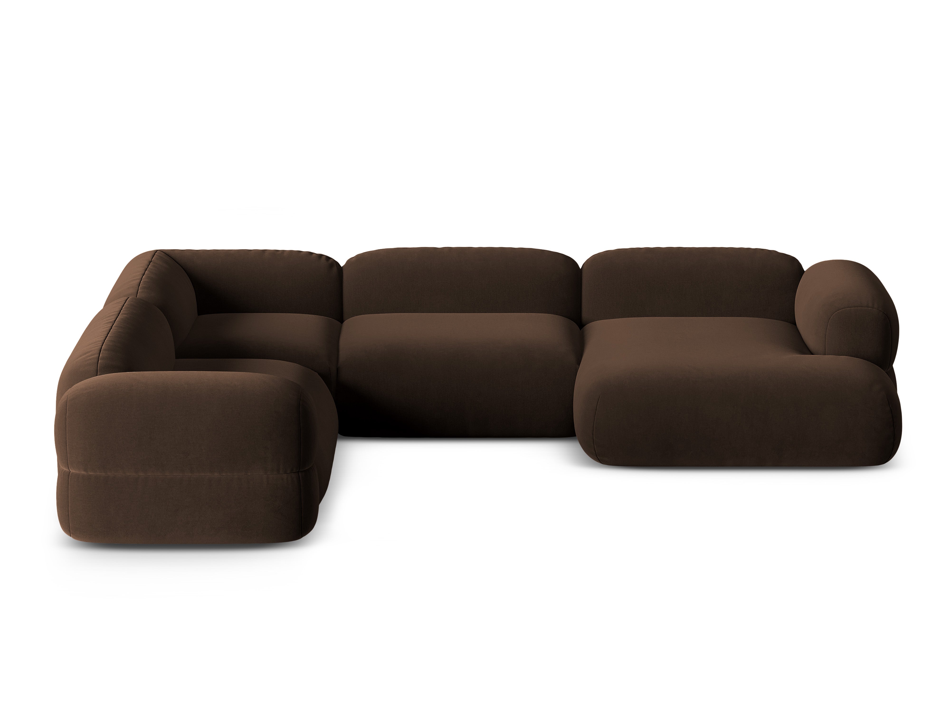 Samt-U-Form-Ecksofa links ROGER schokoladenbraun