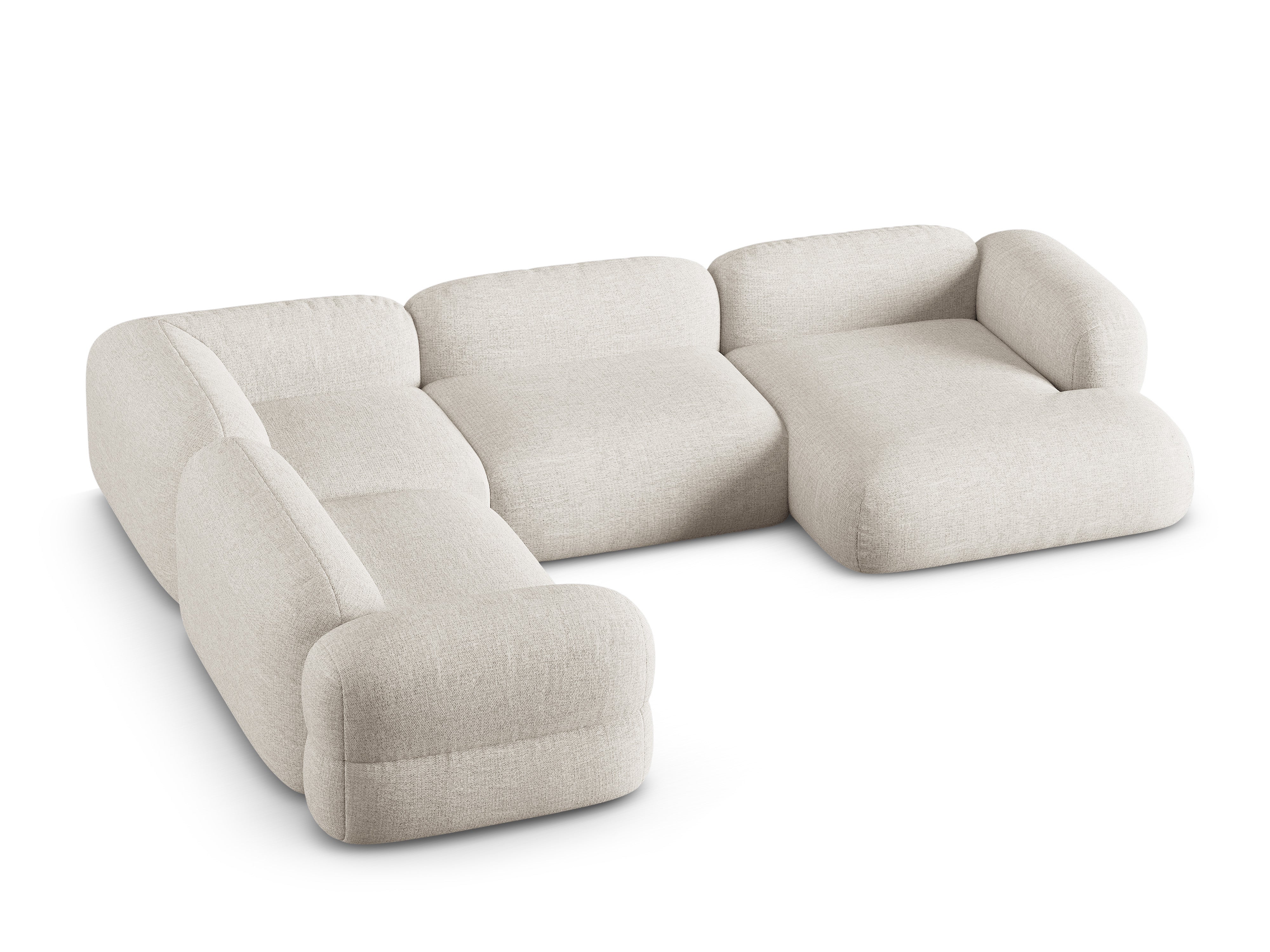 U-förmiger Ecksofa links ROGER beige Chenille