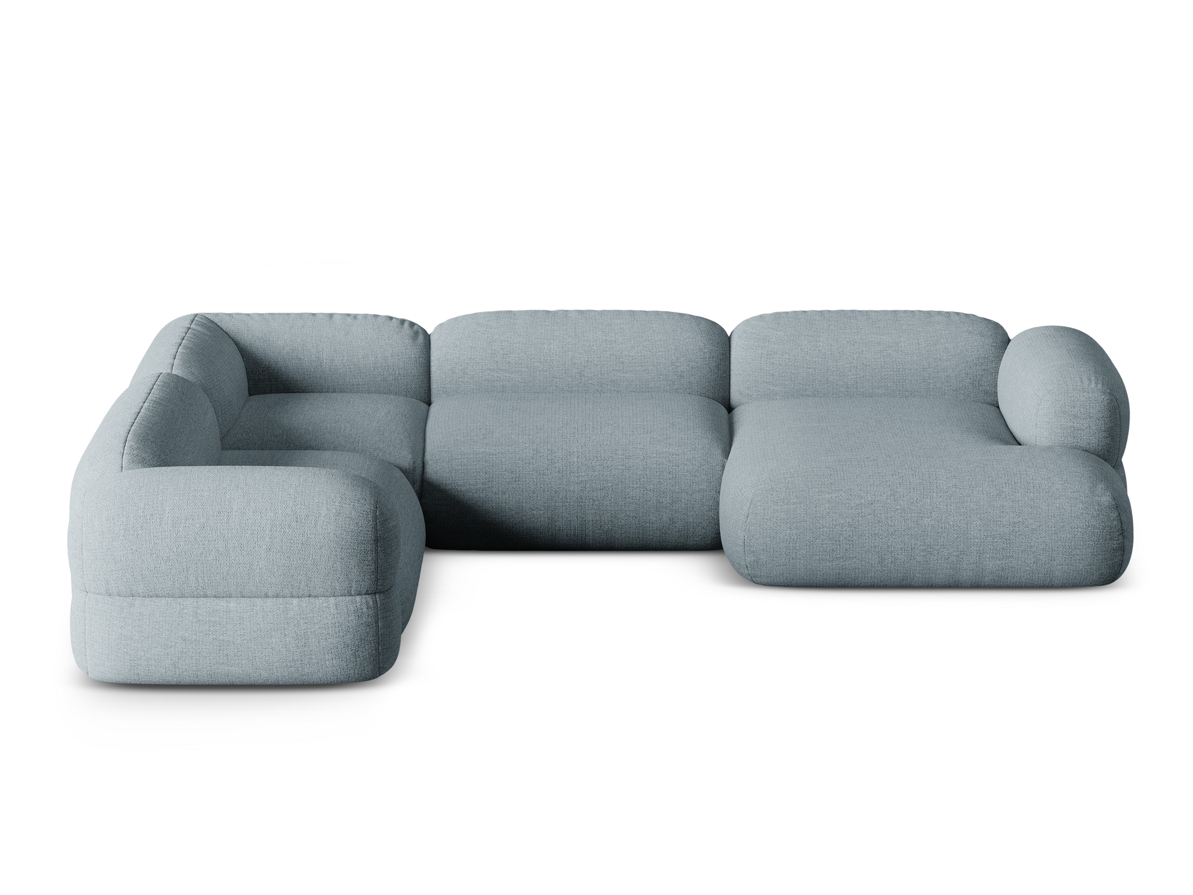 Left-facing U-shaped Corner Sofa ROGER in blue chenille